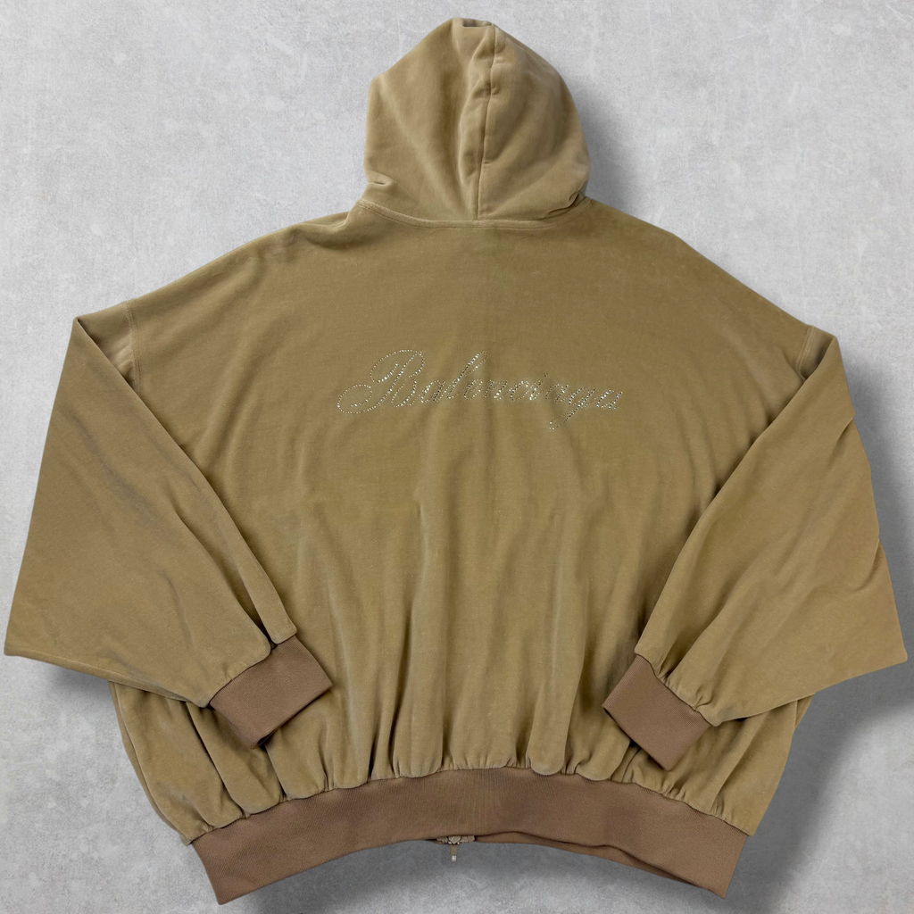 Balenciaga Oversized Rhinestone Velour Zip Hoodie 1 (M)