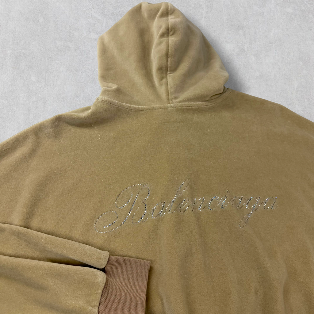 Balenciaga Oversized Rhinestone Velour Zip Hoodie 1 (M)