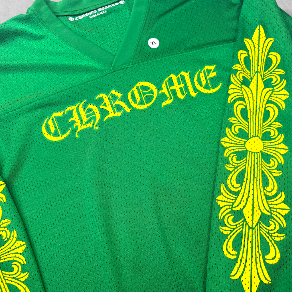 Chrome Hearts Stadium Mesh Green L/S Jersey XL