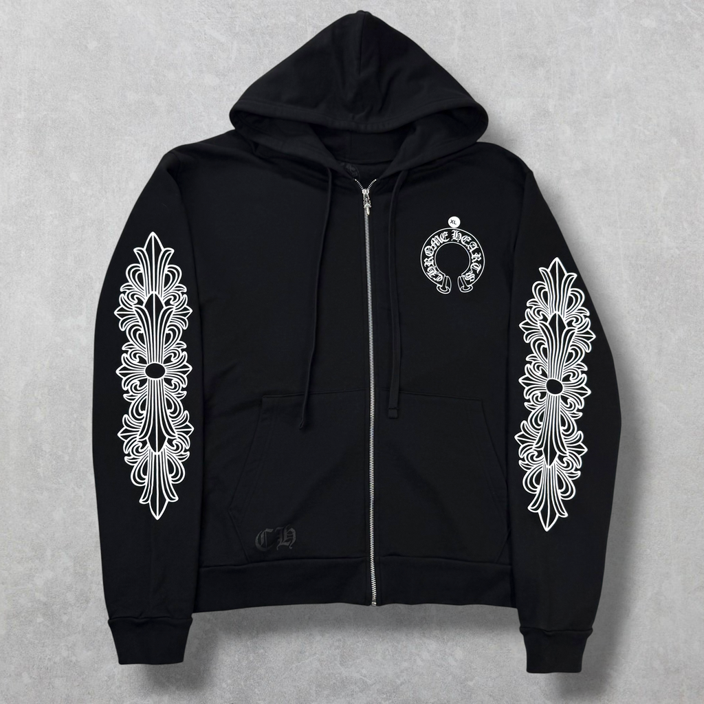 Chrome Hearts Horseshoe Floral Zip Up XL
