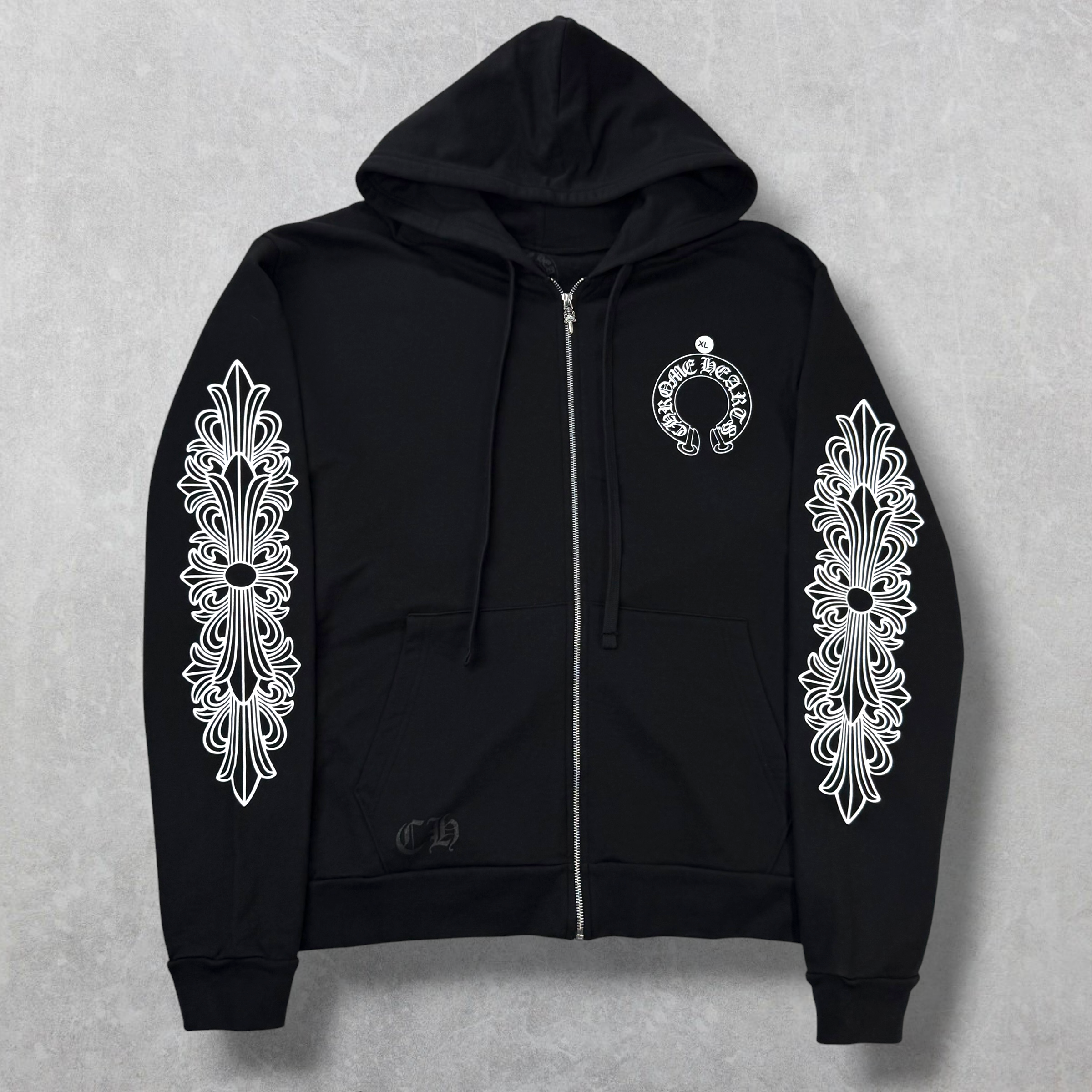 Chrome Hearts Horseshoe Floral Zip Up XL