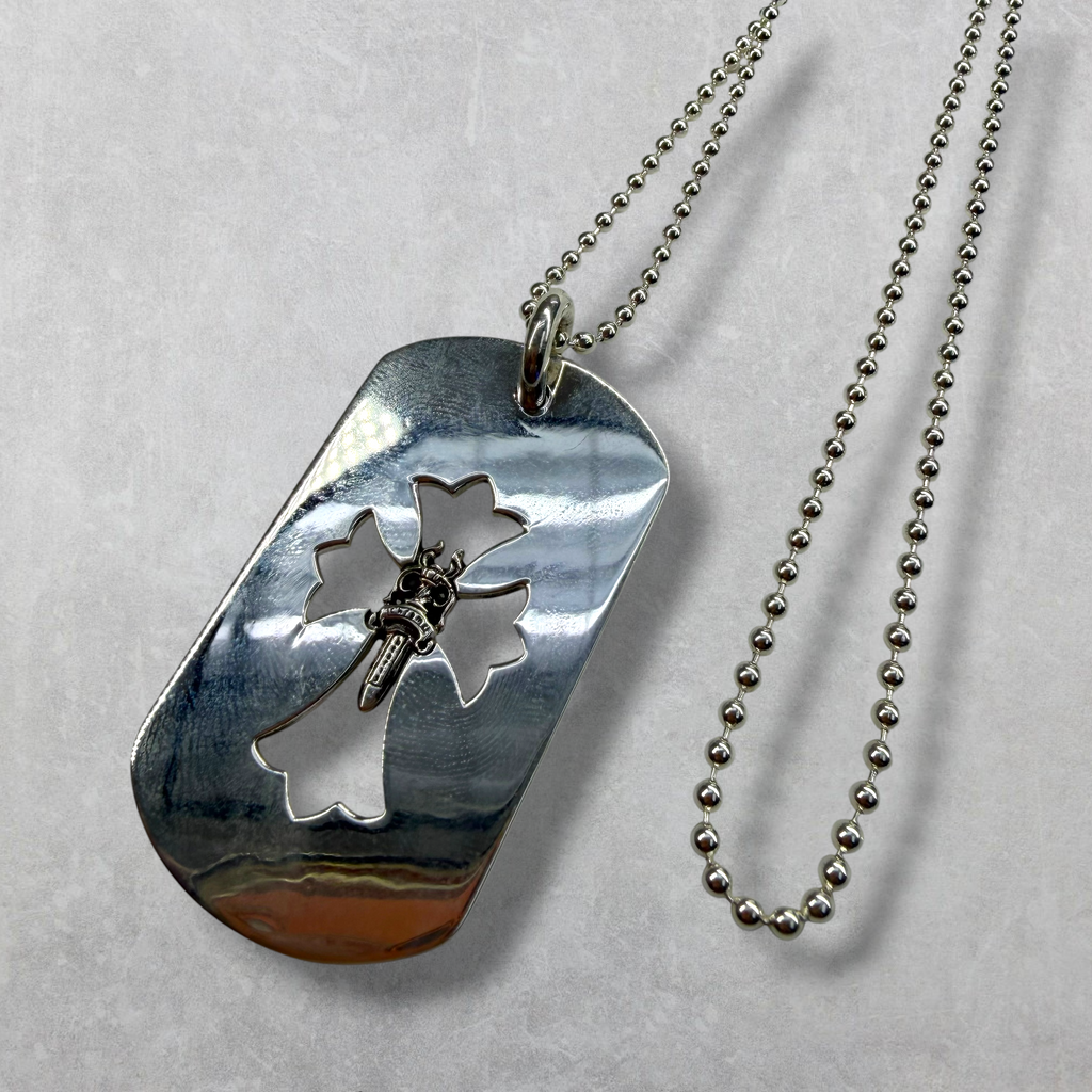 Chrome Hearts Dagger Dog Tag Pendant w/ Ball Chain