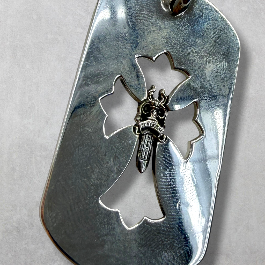 Chrome Hearts Dagger Dog Tag Pendant w/ Ball Chain