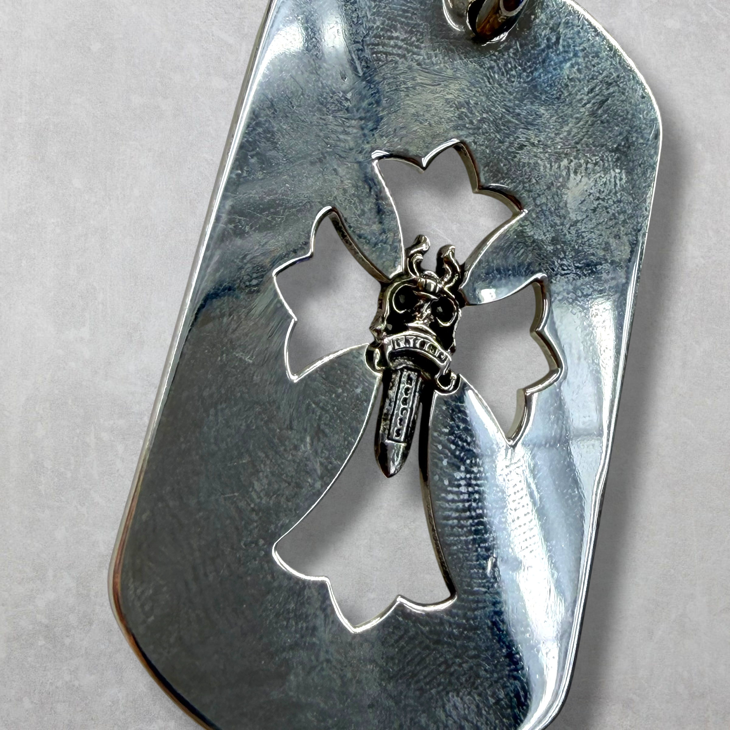 Chrome Hearts Dagger Dog Tag Pendant w/ Ball Chain