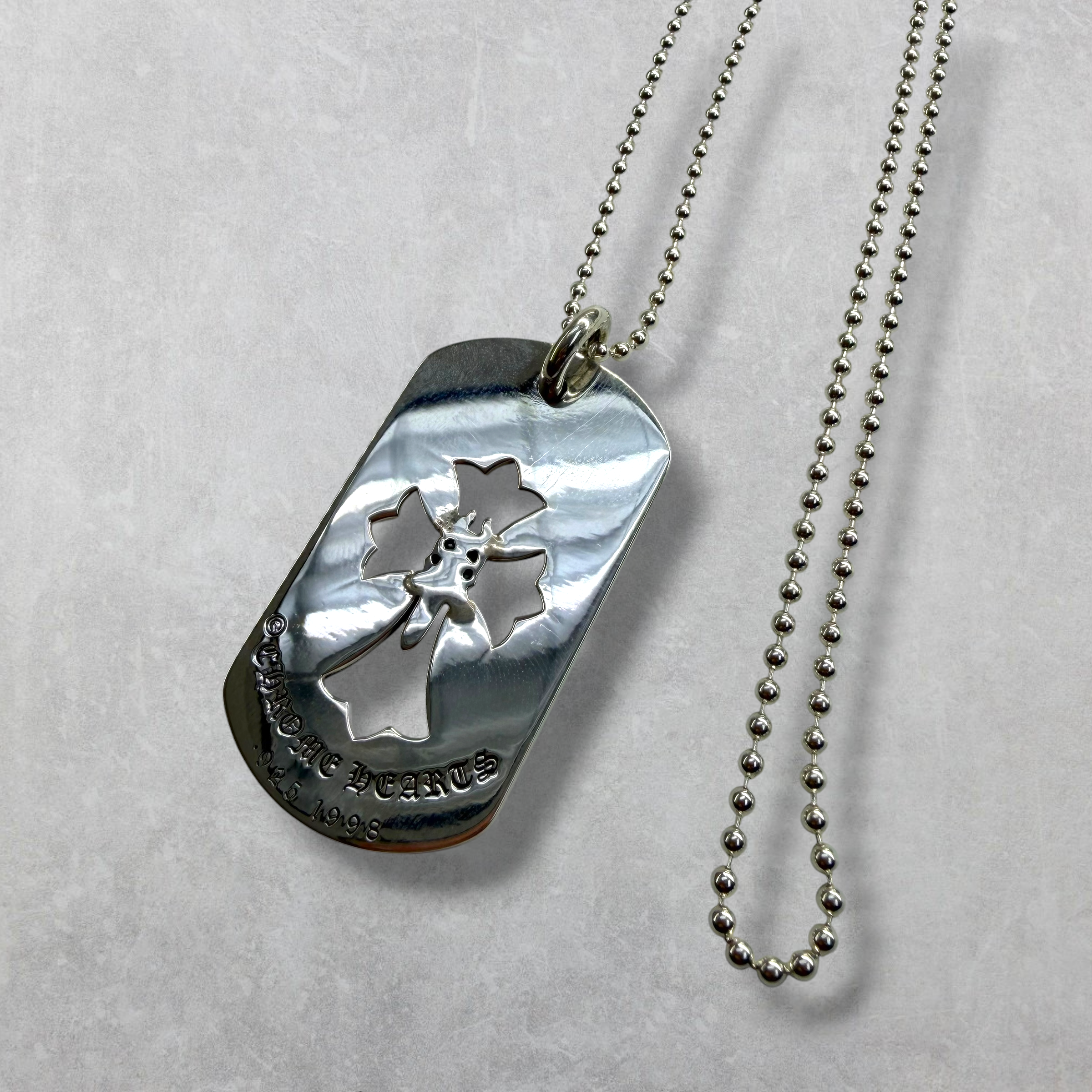 Chrome Hearts Dagger Dog Tag Pendant w/ Ball Chain