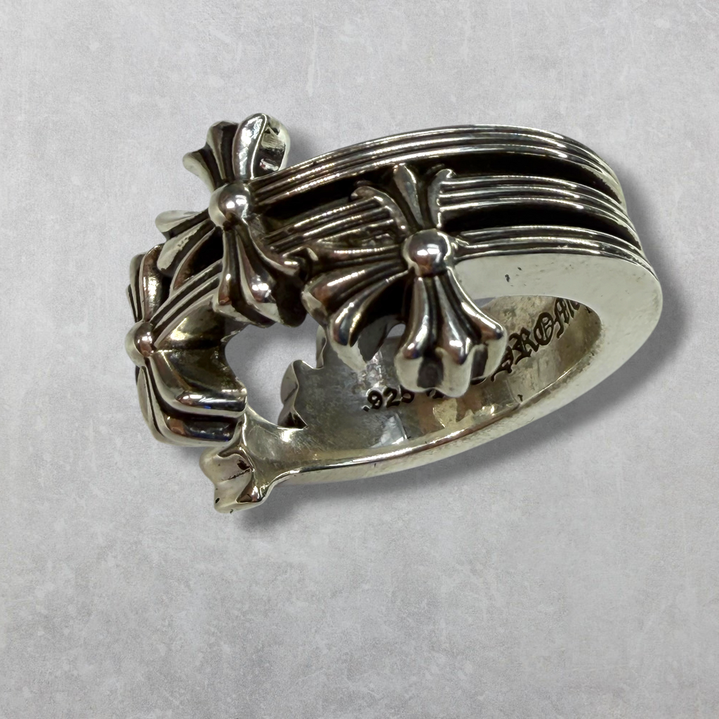 Chrome Hearts Triple Cross Curve Ring 10