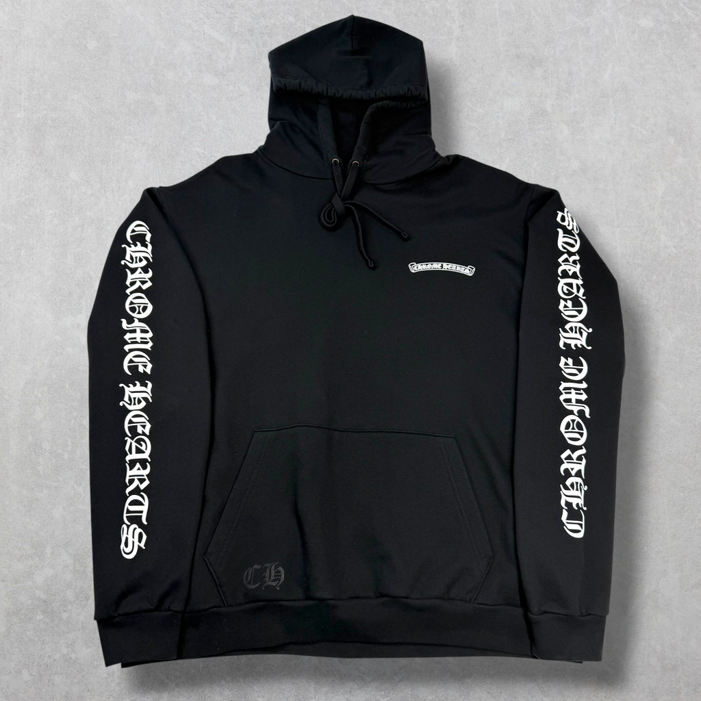Chrome Hearts Black Scroll Logo Hoodie XL