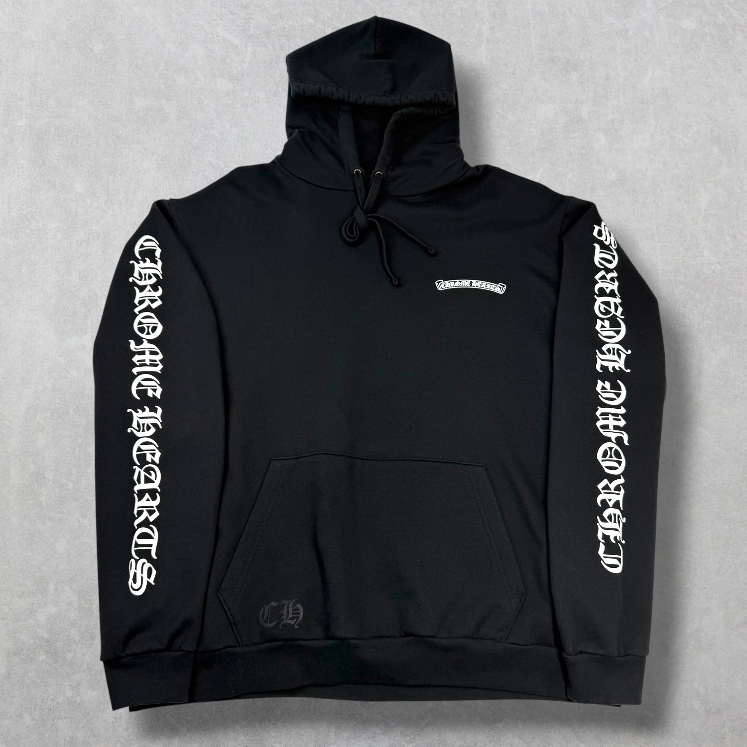 Chrome Hearts Black Scroll Logo Hoodie XL
