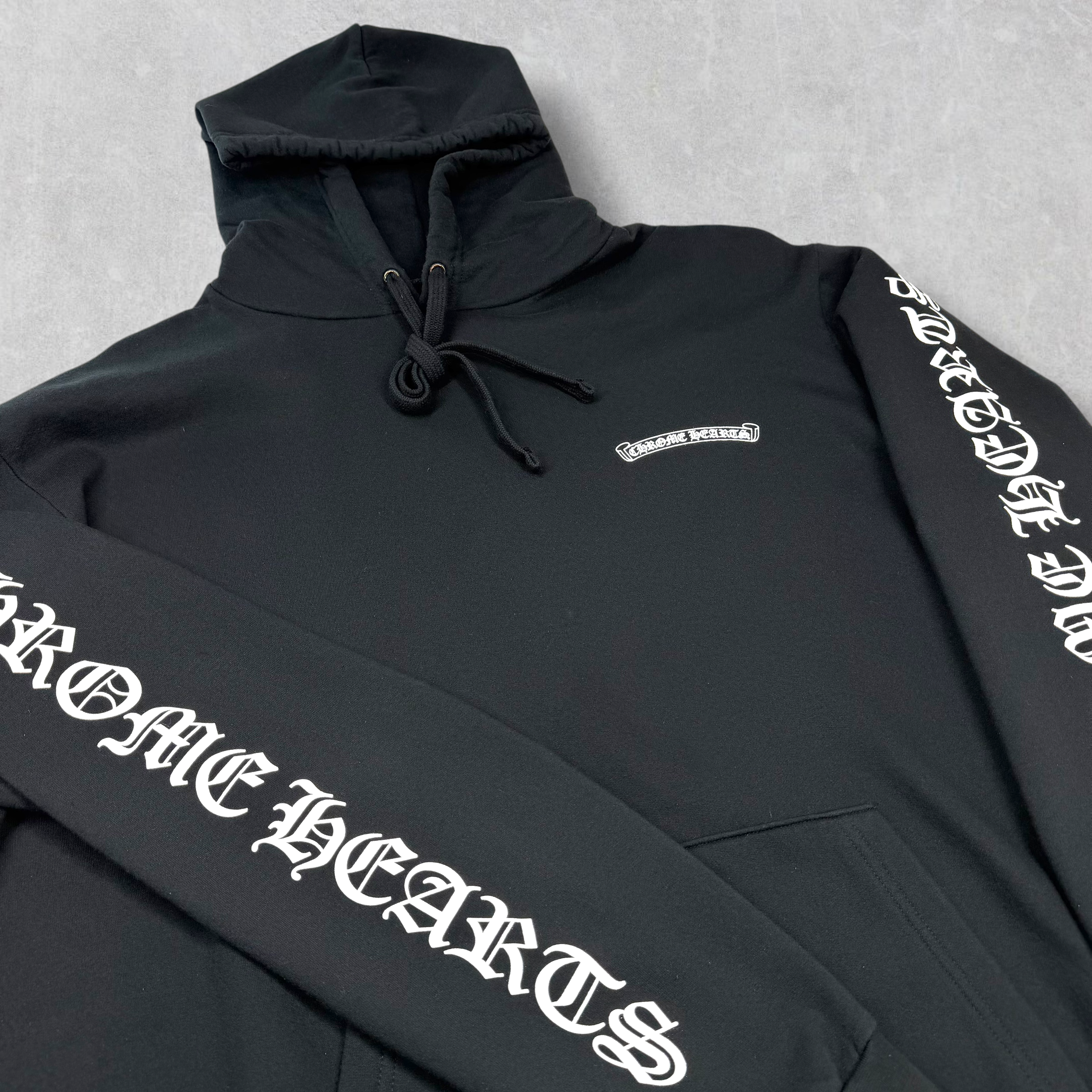 Chrome Hearts Black Scroll Logo Hoodie XL