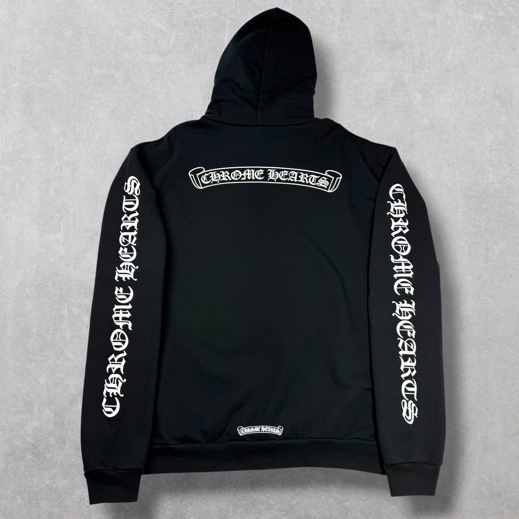 Chrome Hearts Black Scroll Logo Hoodie XL