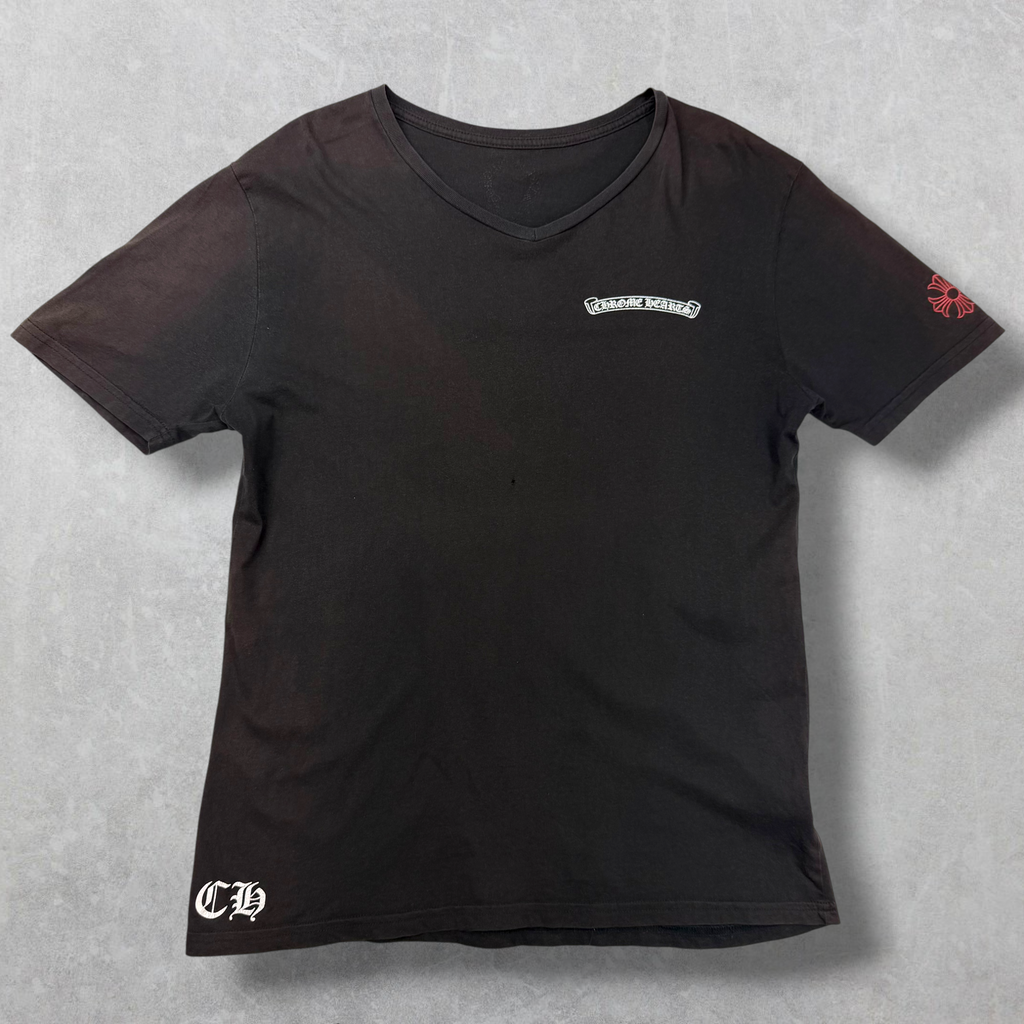 Chrome Hearts Scroll USA V Neck Tee L