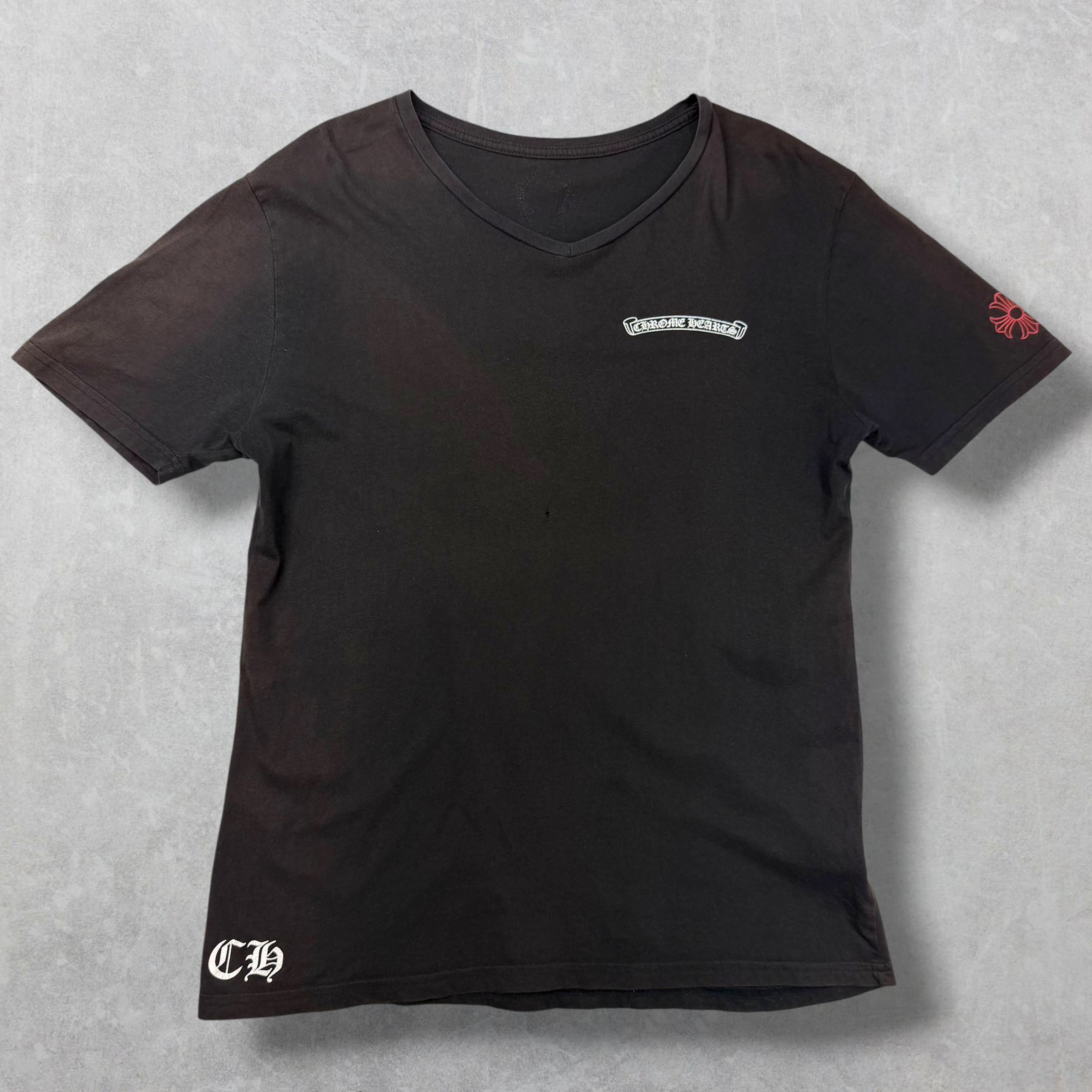 Chrome Hearts Scroll USA V Neck Tee L