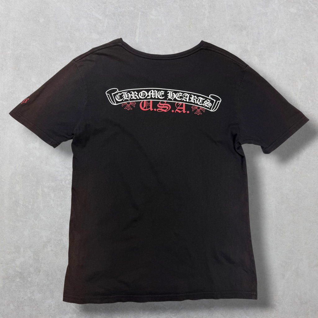 Chrome Hearts Scroll USA V Neck Tee L