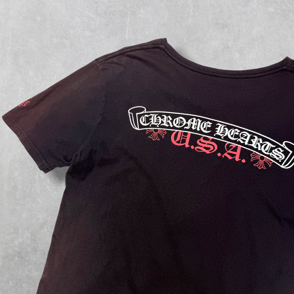 Chrome Hearts Scroll USA V Neck Tee L