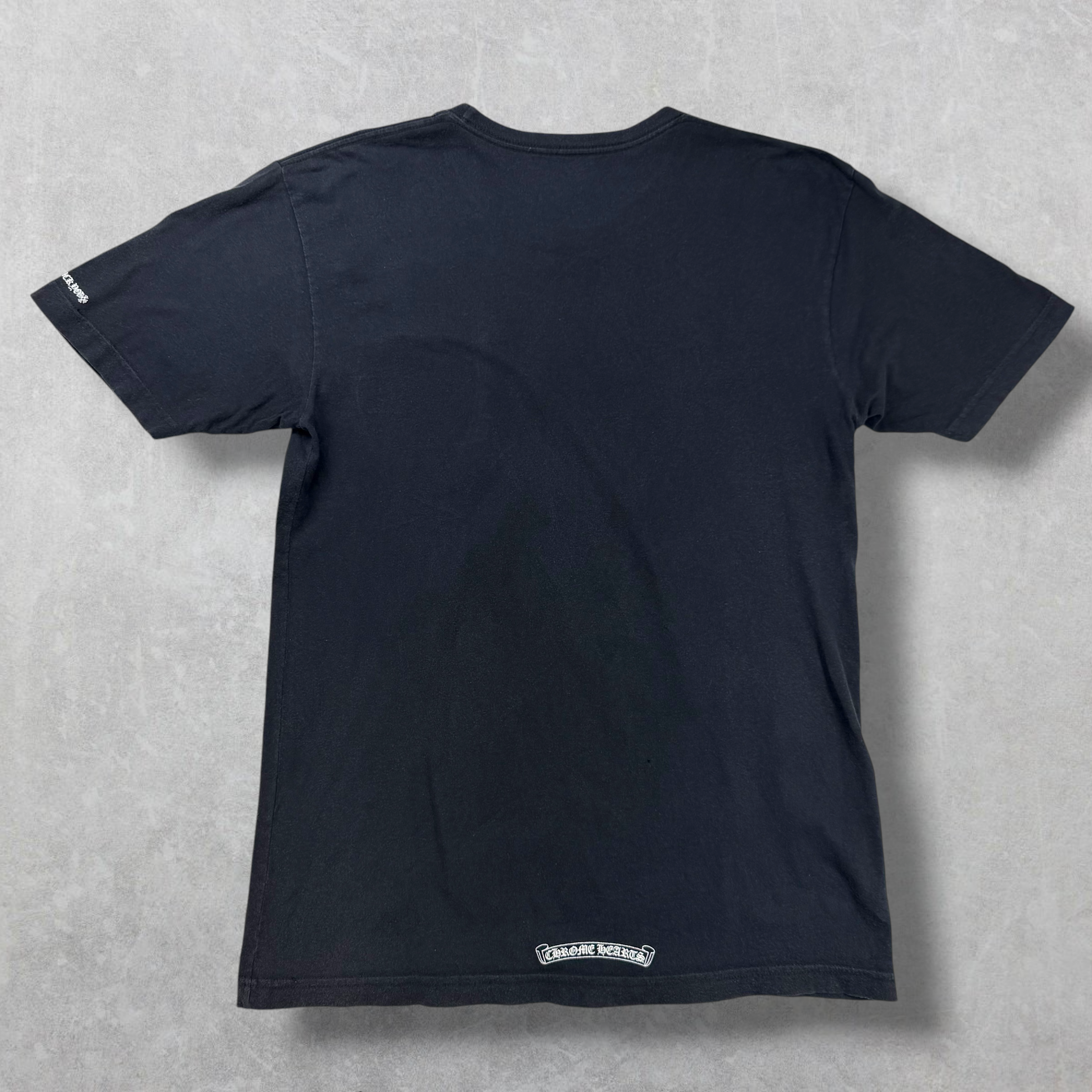 Chrome Hearts White Neck Logo Black Tee L