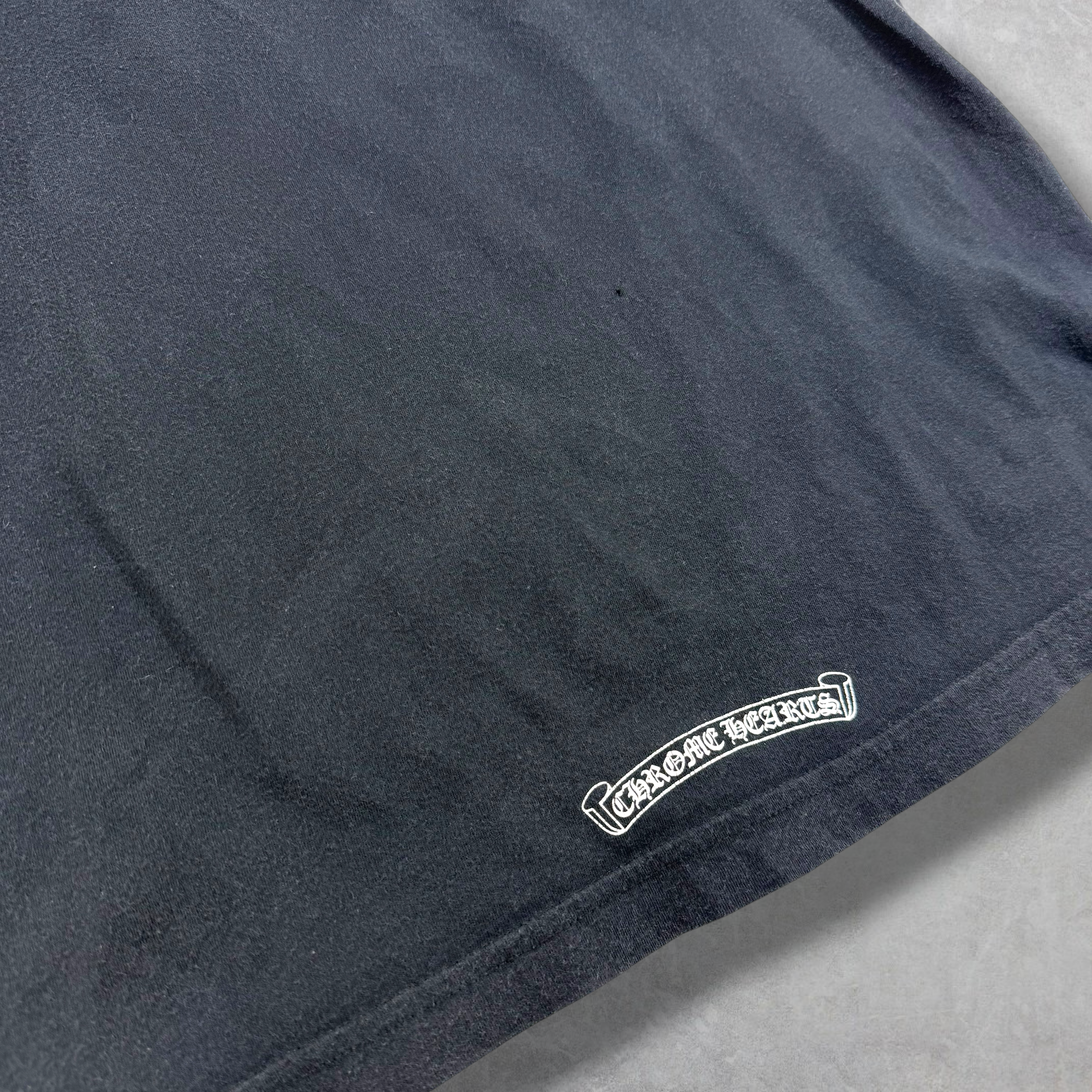 Chrome Hearts White Neck Logo Black Tee L