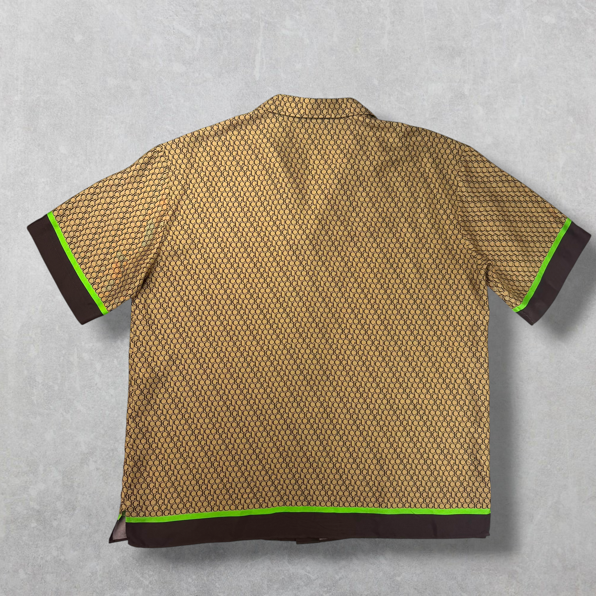 Gucci Logo Print Silk Bowling Shirt 54 (XL)