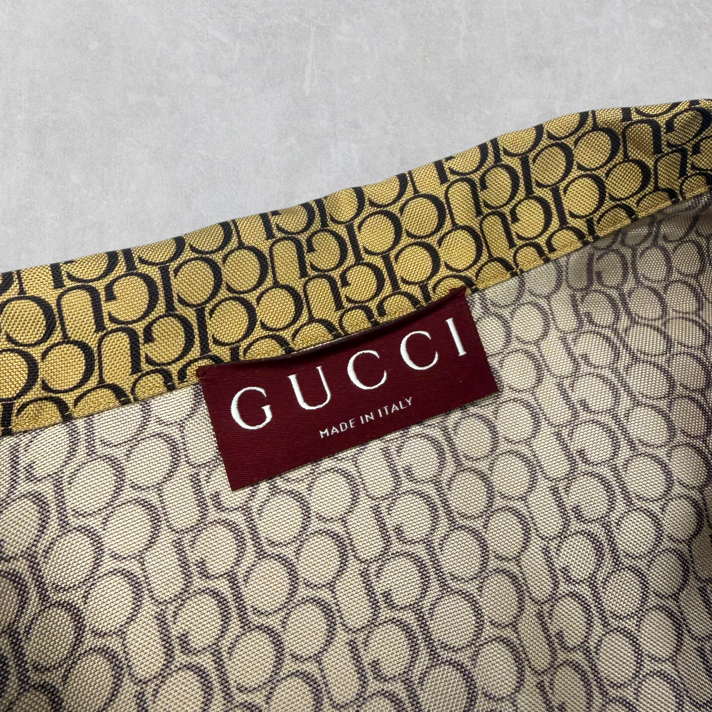 Gucci Logo Print Silk Bowling Shirt 54 (XL)