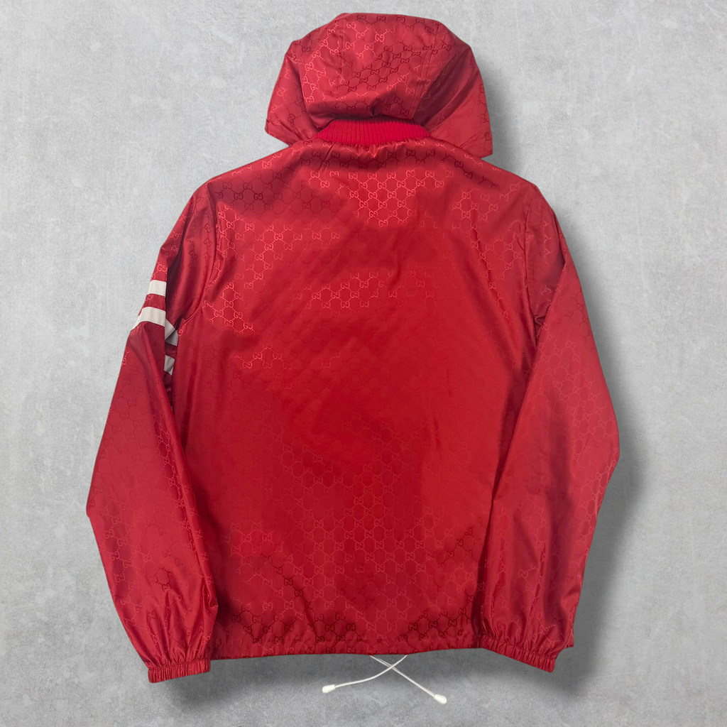 Gucci GG Monogram Nylon Red Windbreaker Jacket 44 (S)
