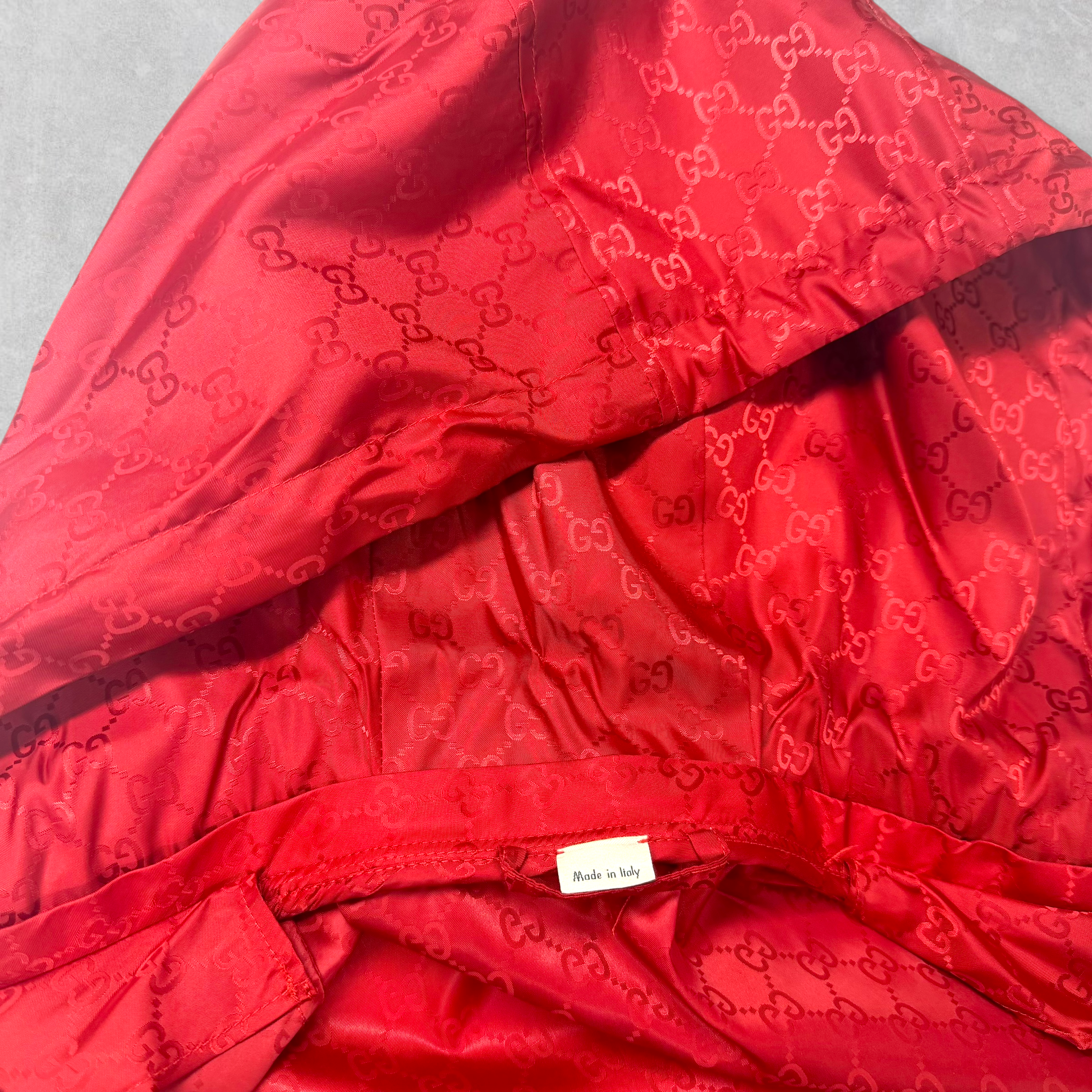 Gucci GG Monogram Nylon Red Windbreaker Jacket 44 (S)