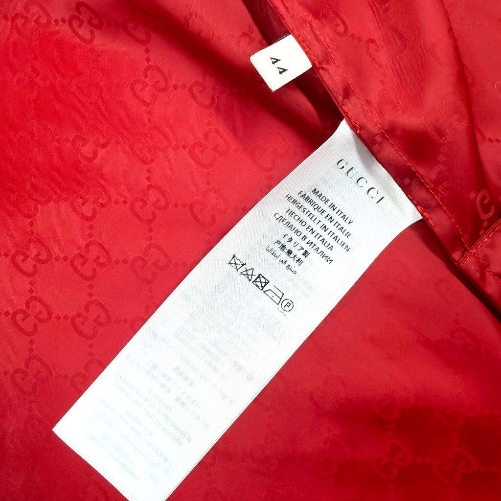 Gucci GG Monogram Nylon Red Windbreaker Jacket 44 (S)
