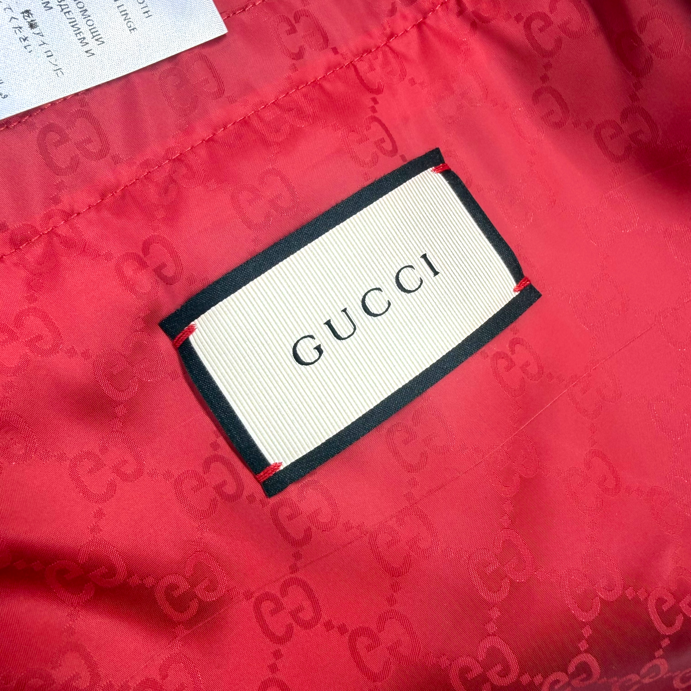 Gucci GG Monogram Nylon Red Windbreaker Jacket 44 (S)
