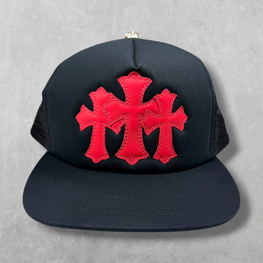 Chrome hearts Red Cemetery Cross Patch Trucker