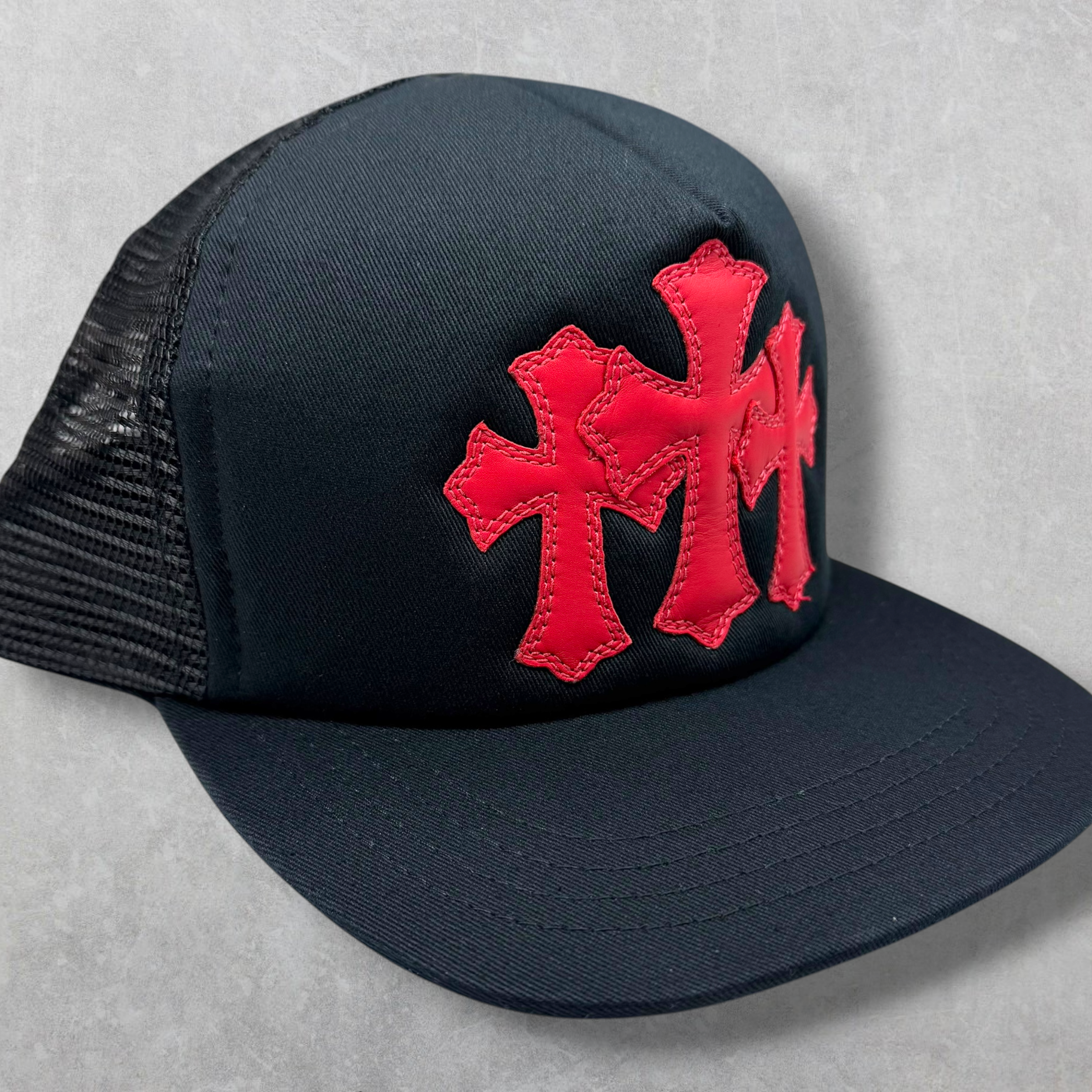 Chrome hearts Red Cemetery Cross Patch Trucker