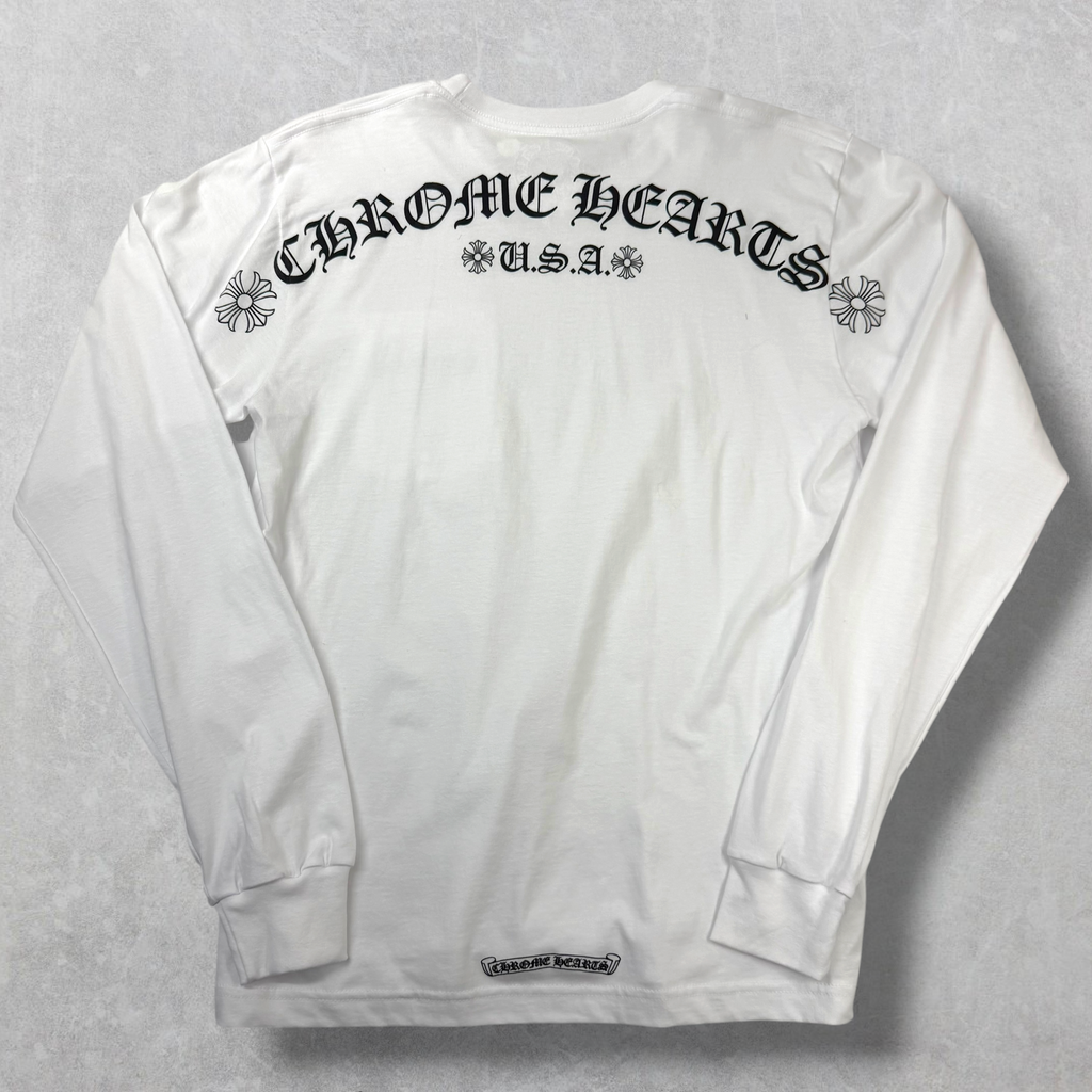 Chrome Hearts Script Logo USA White L/S Tee M