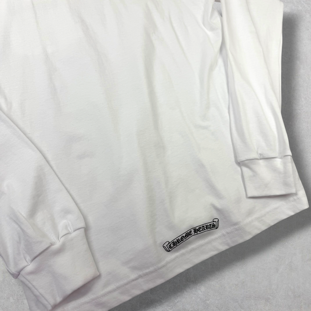 Chrome Hearts Script Logo USA White L/S Tee M