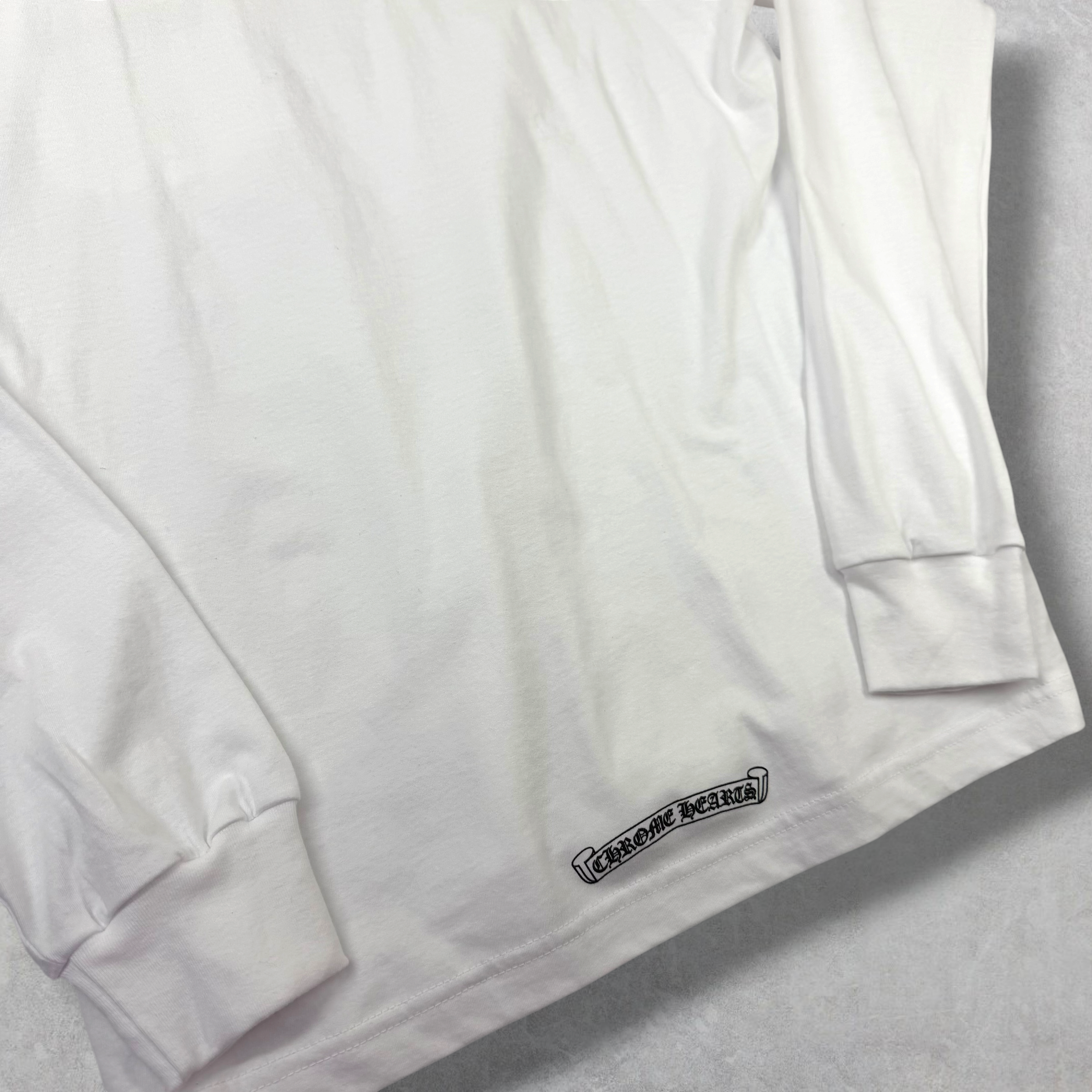 Chrome Hearts Script Logo USA White L/S Tee M