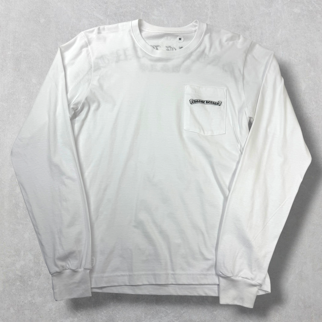 Chrome Hearts Script Logo USA White L/S Tee M