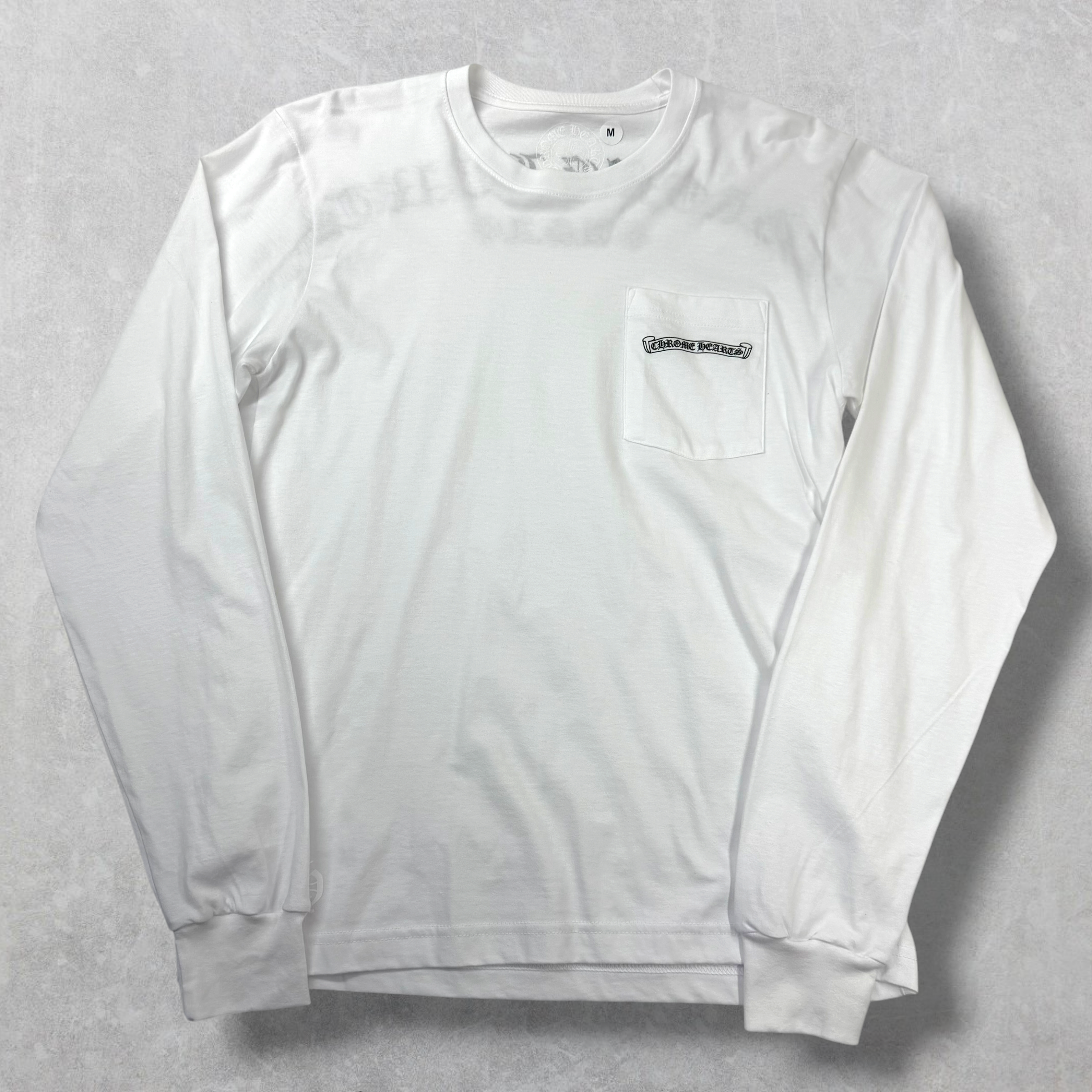 Chrome Hearts Script Logo USA White L/S Tee M