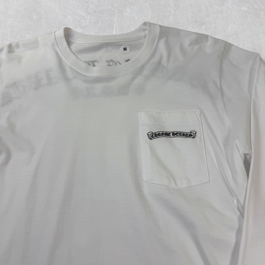 Chrome Hearts Script Logo USA White L/S Tee M