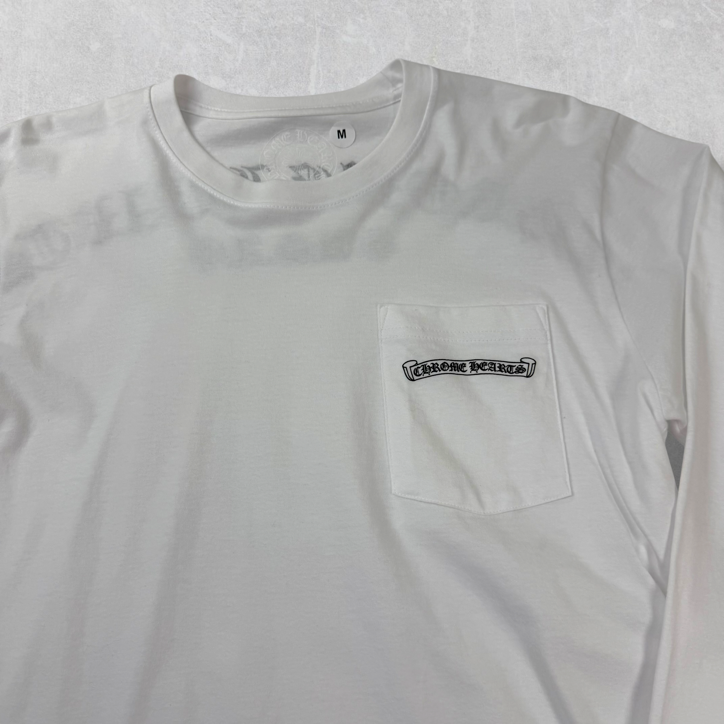 Chrome Hearts Script Logo USA White L/S Tee M