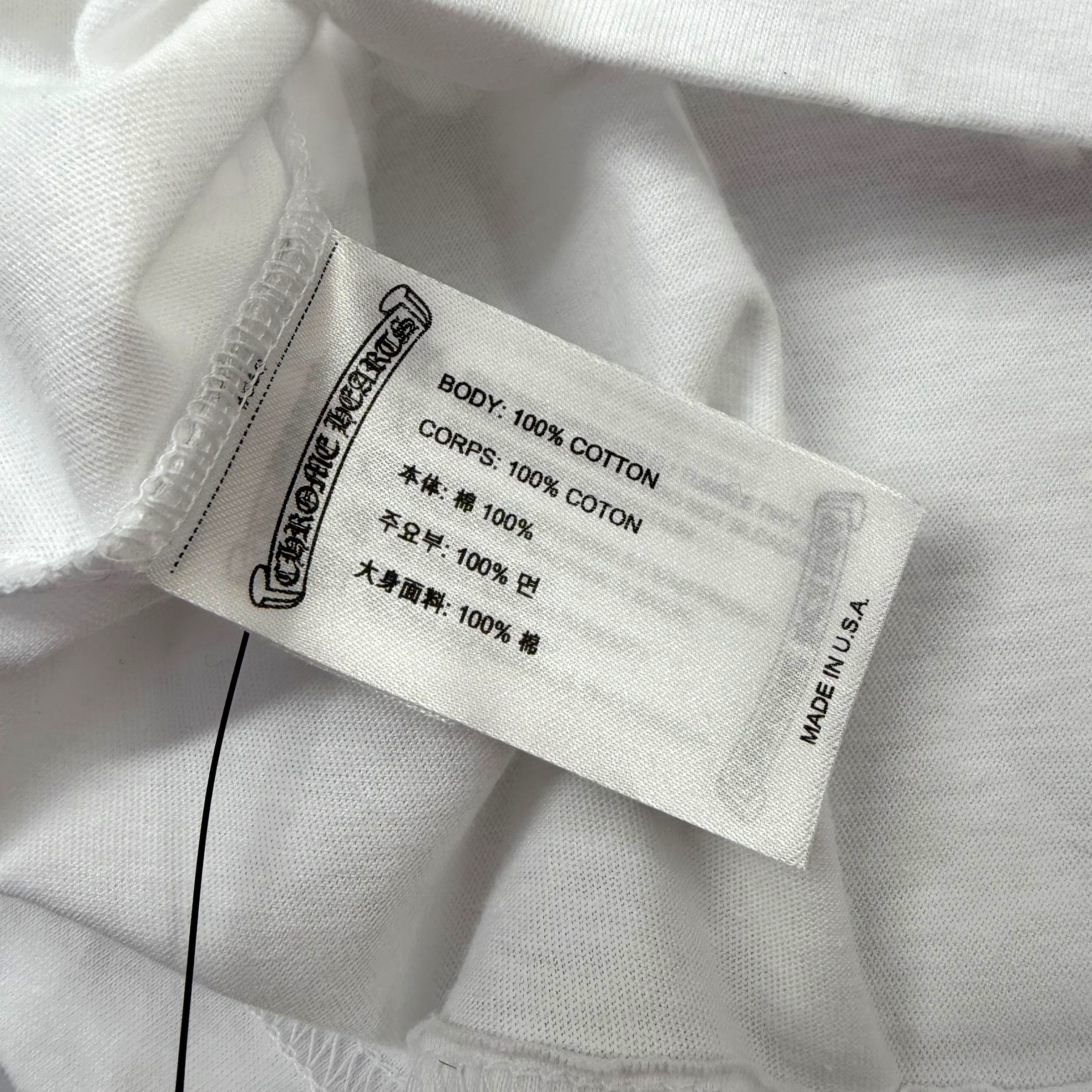 Chrome Hearts Script Logo USA White L/S Tee M