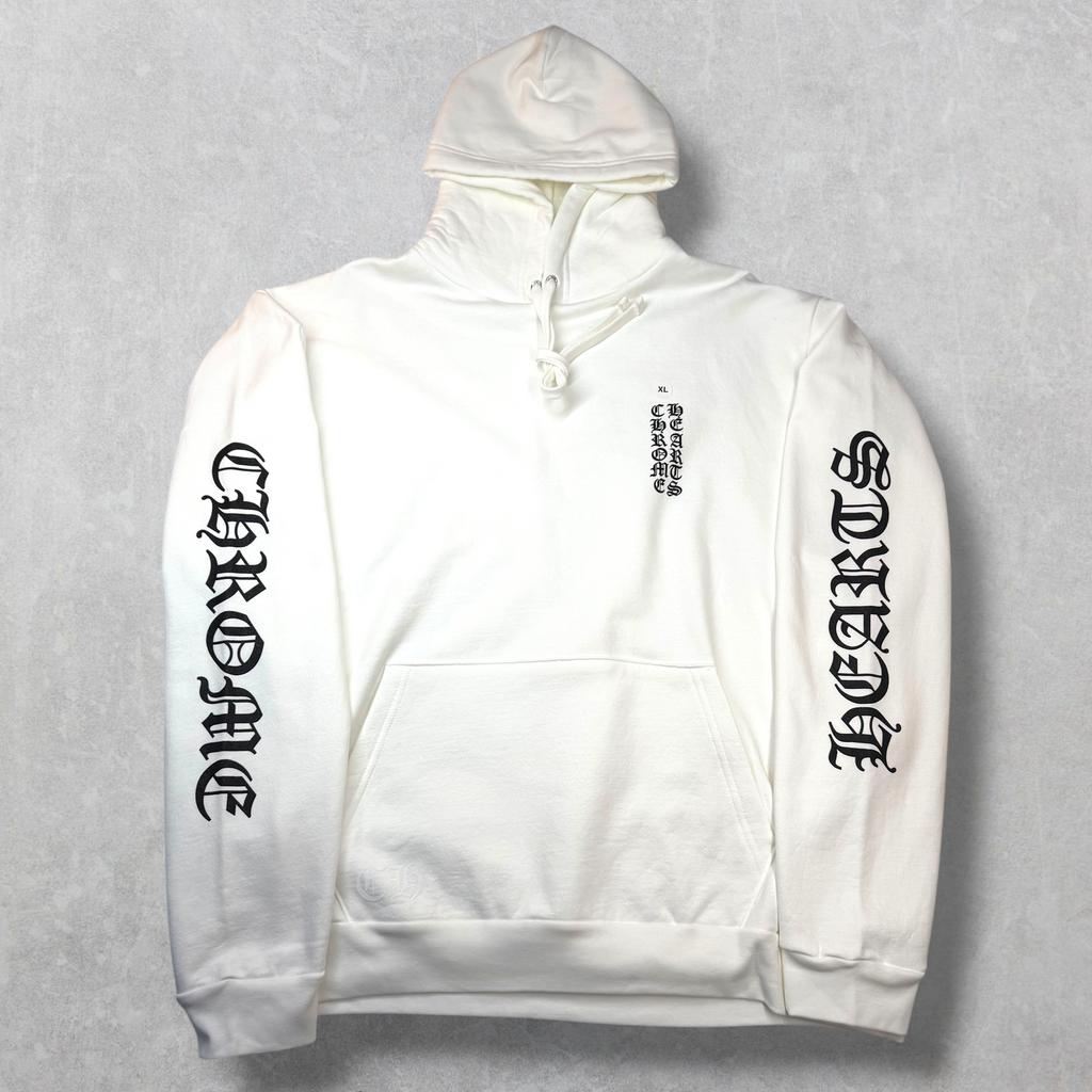 Chrome Hearts Vertical Logo White Hoodie XL