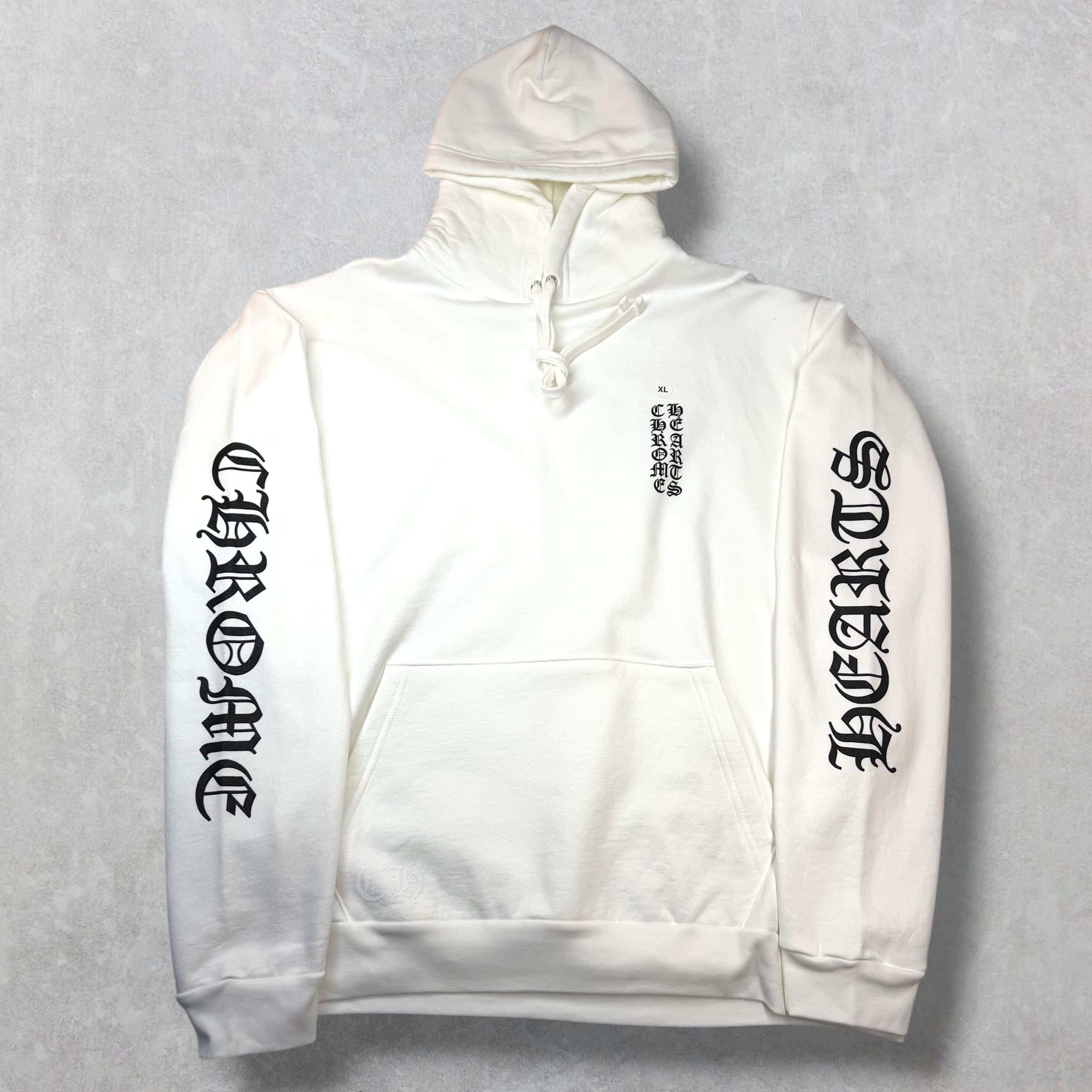 Chrome Hearts Vertical Logo White Hoodie XL