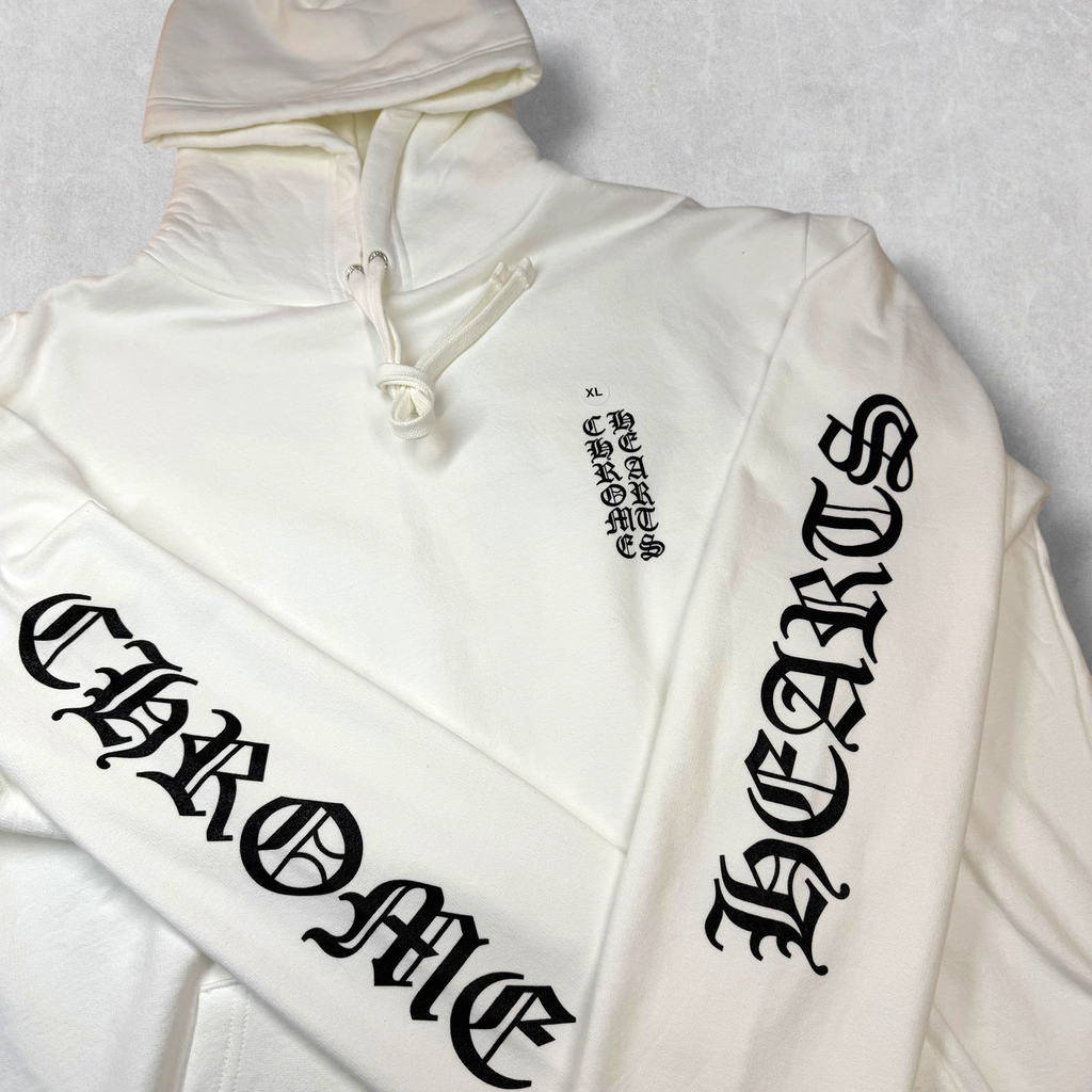 Chrome Hearts Vertical Logo White Hoodie XL