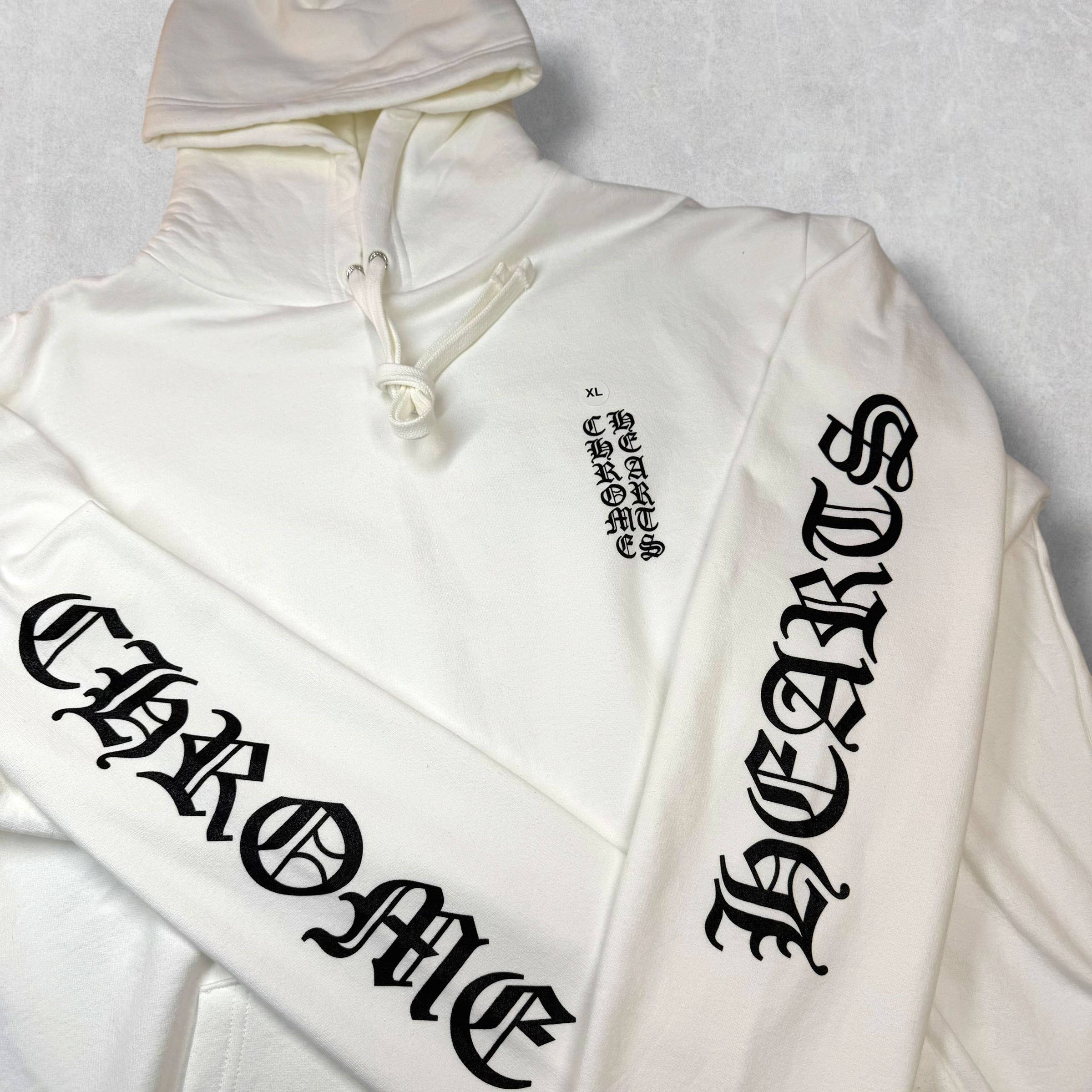 Chrome Hearts Vertical Logo White Hoodie XL