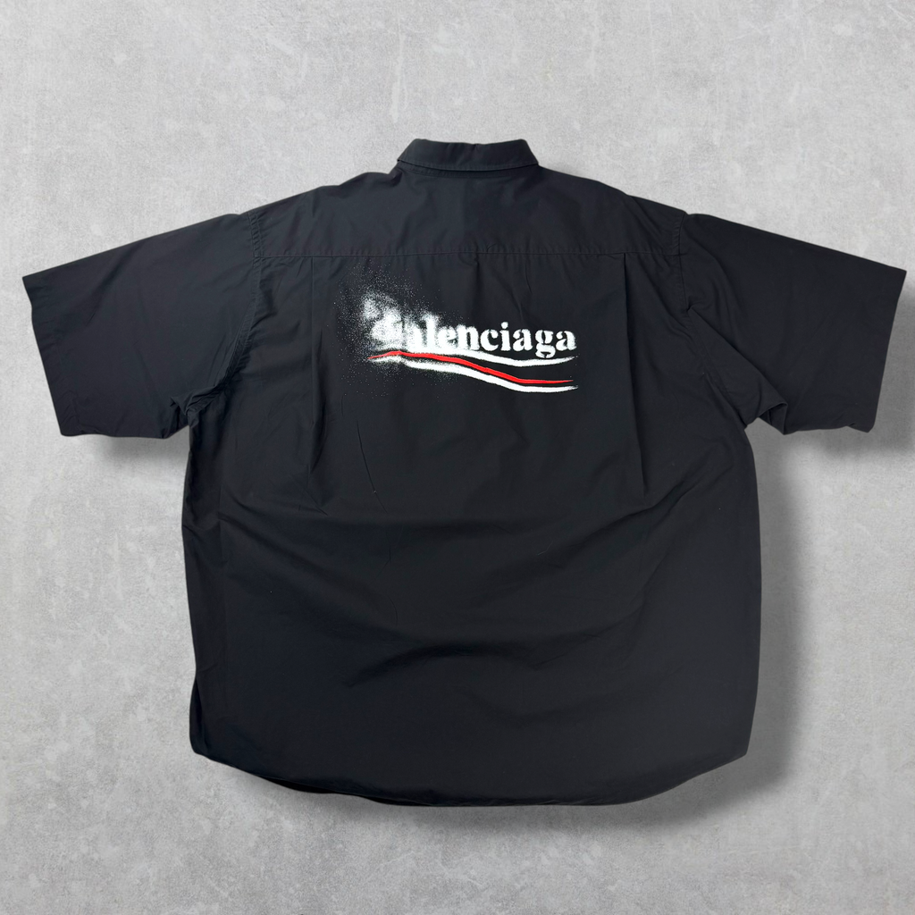 Balenciaga Political Stencil Large Fit Short Sleeve Shirt 43 (XXXL)