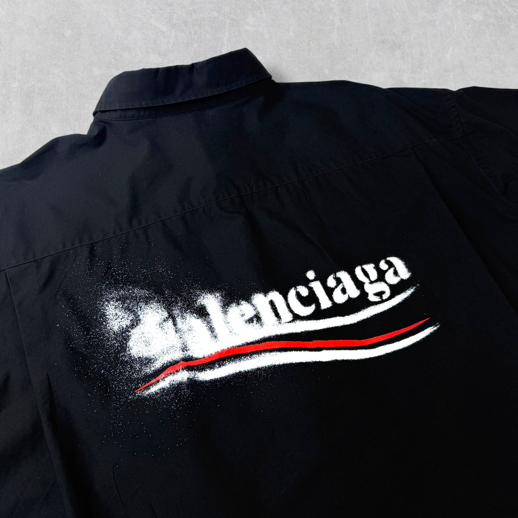 Balenciaga Political Stencil Large Fit Short Sleeve Shirt 43 (XXXL)