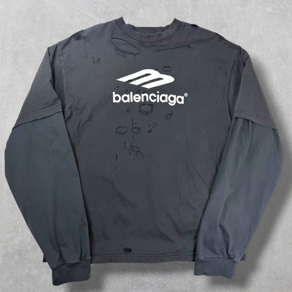 Balenciaga 3B Sport Icon Layered Destroyed L/S Tee L (XL)