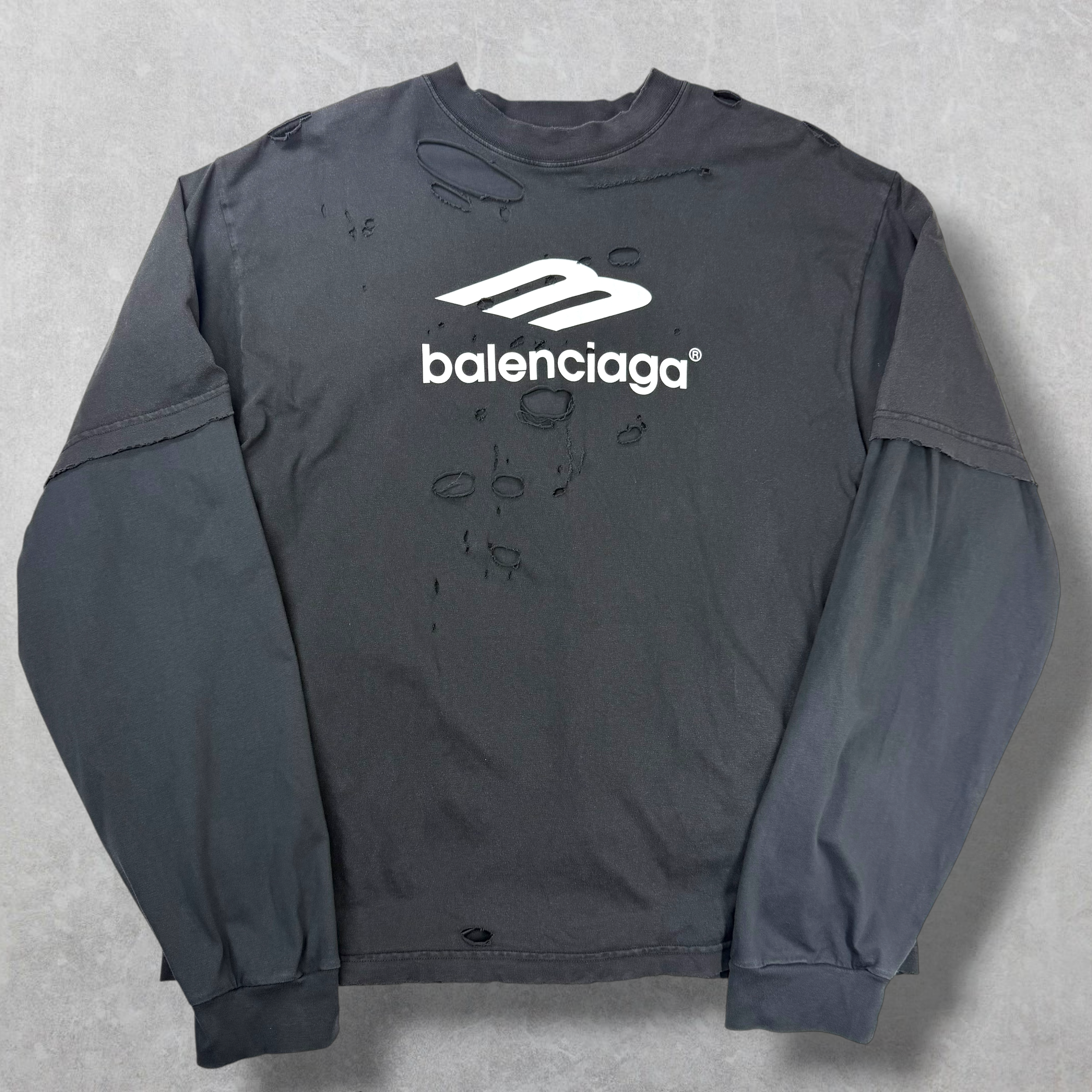 Balenciaga 3B Sport Icon Layered Destroyed L/S Tee L (XL)