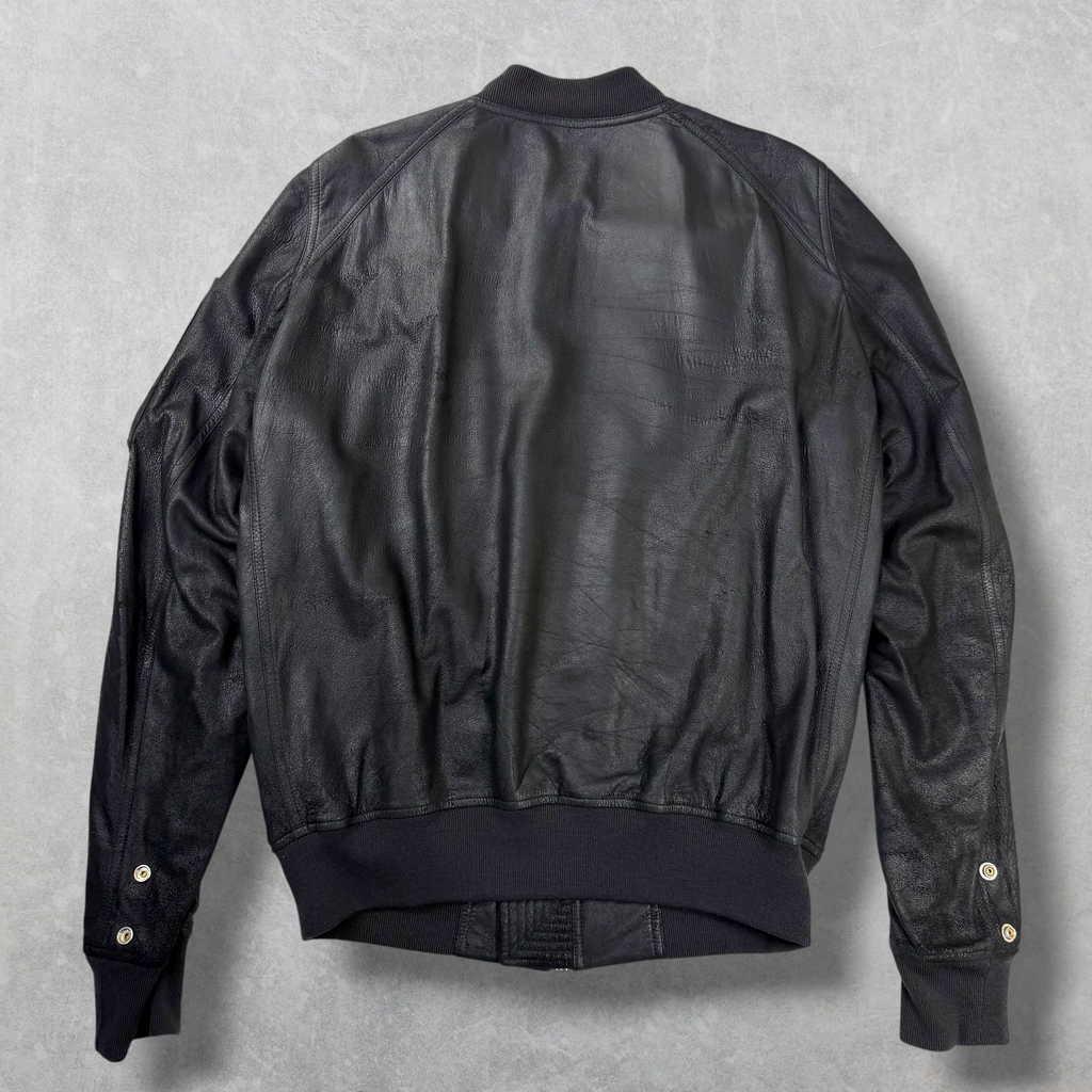 Rick Owens Tumbled Lamb Leather Raglan Flight Bomber Jacket 54 (XL)