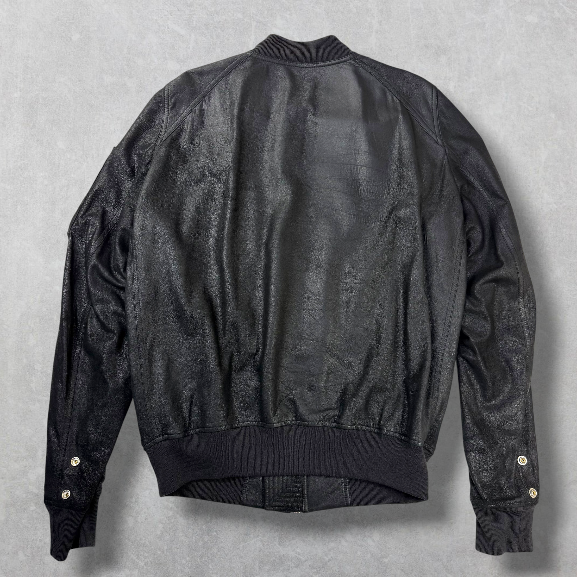 Rick Owens Tumbled Lamb Leather Raglan Flight Bomber Jacket 54 (XL)