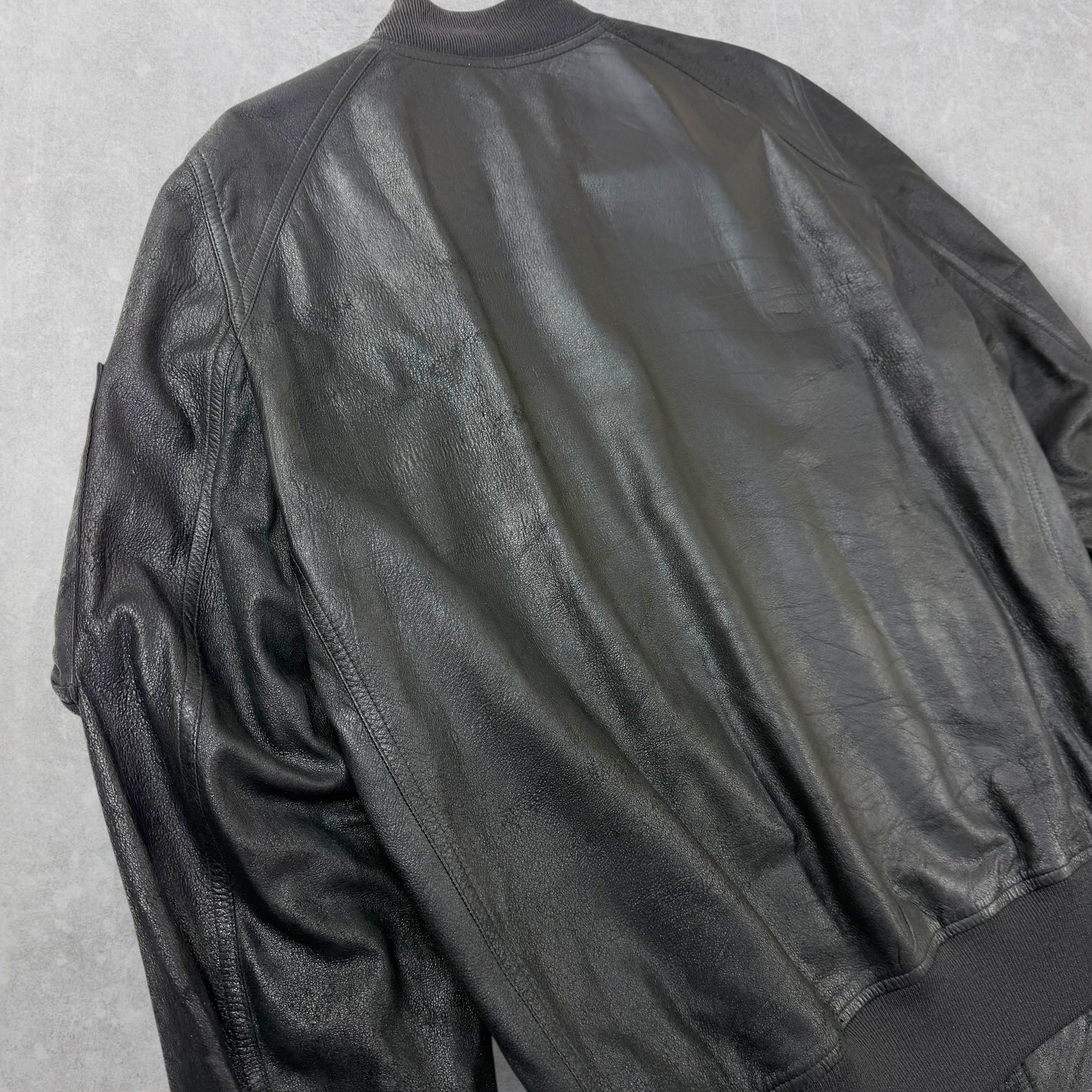 Rick Owens Tumbled Lamb Leather Raglan Flight Bomber Jacket 54 (XL)
