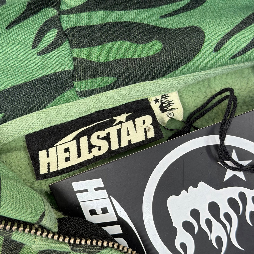 Hellstar Cheetah Full Zip Hoodie Green XL