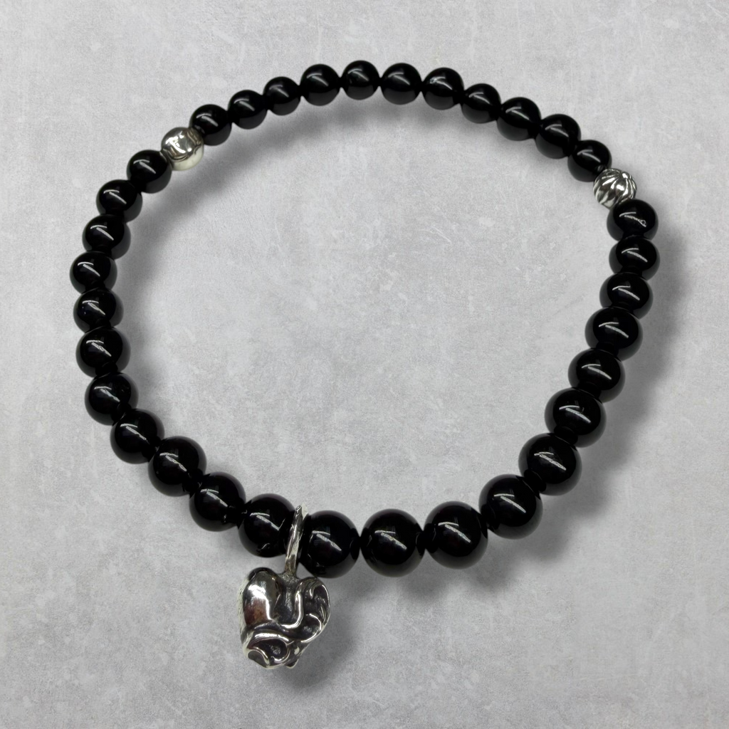 Chrome Hearts 6MM 3 Silver Beaded Bracelet