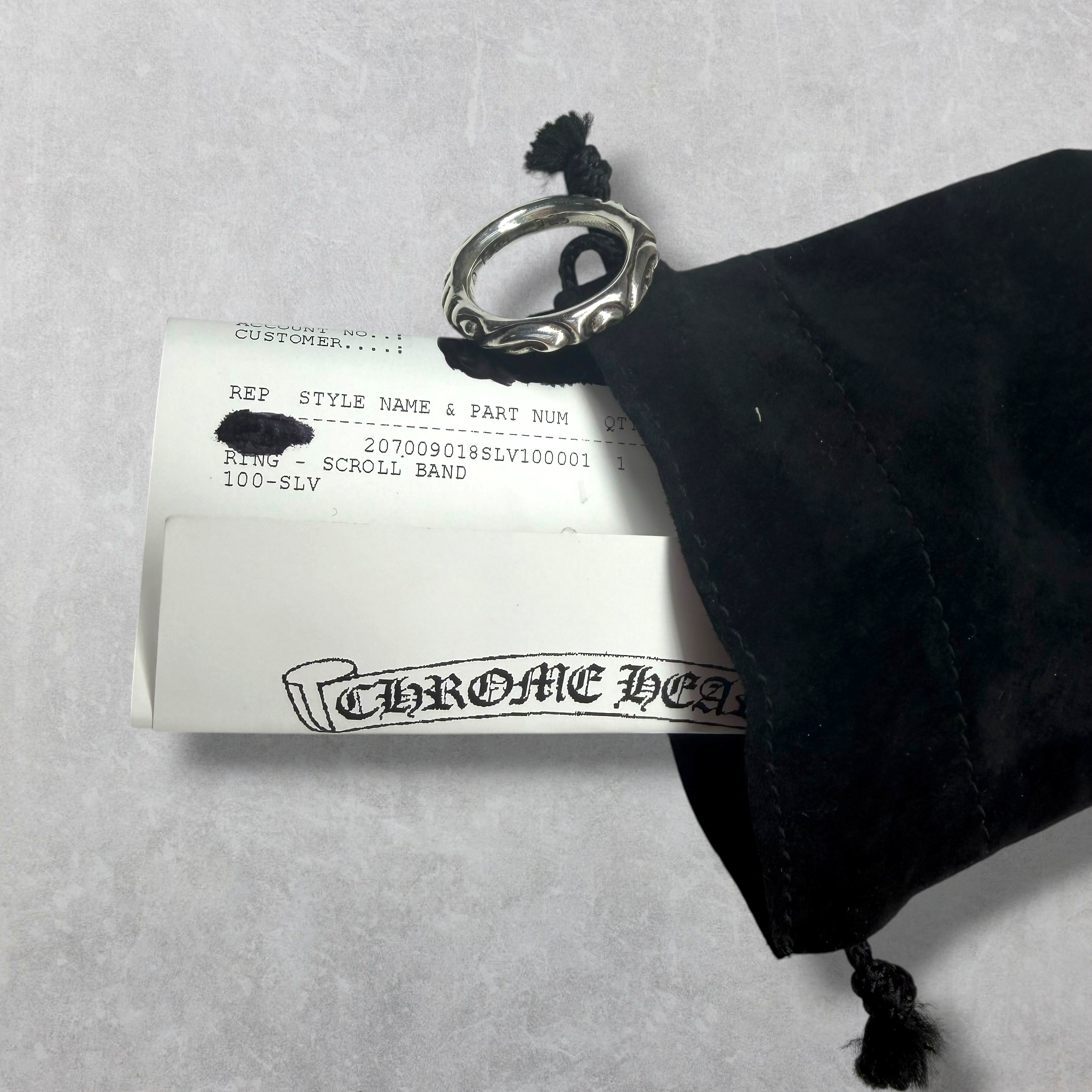 Chrome Hearts Scroll Band Ring 10
